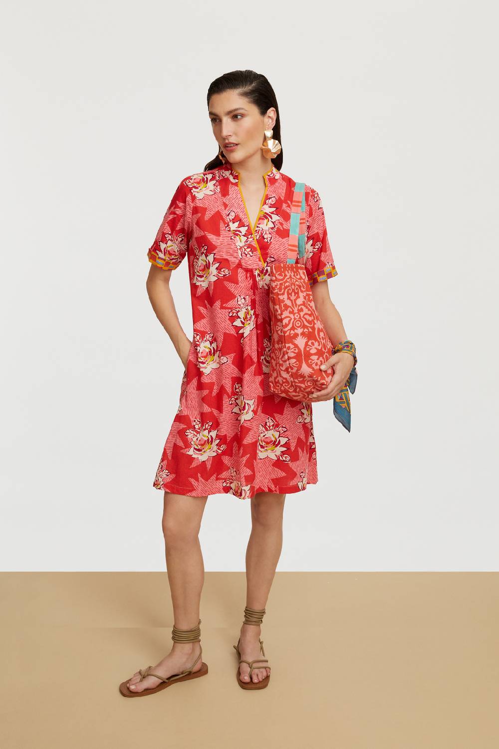 Lisa Corti abito radha star flower red Fino al 50% di sconto