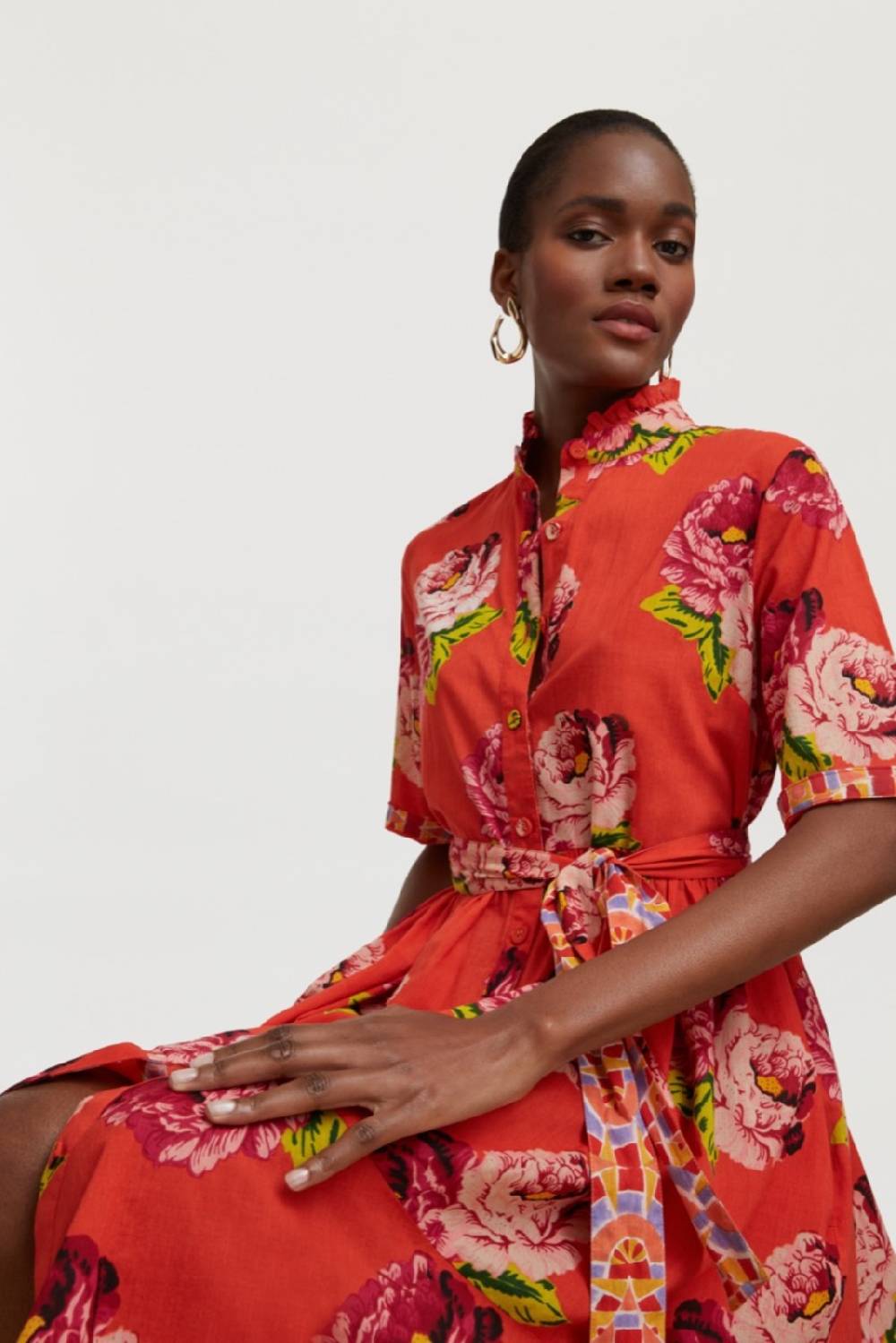 Lisa Corti abito greta folk rose coral Offerta speciale della fabbrica
