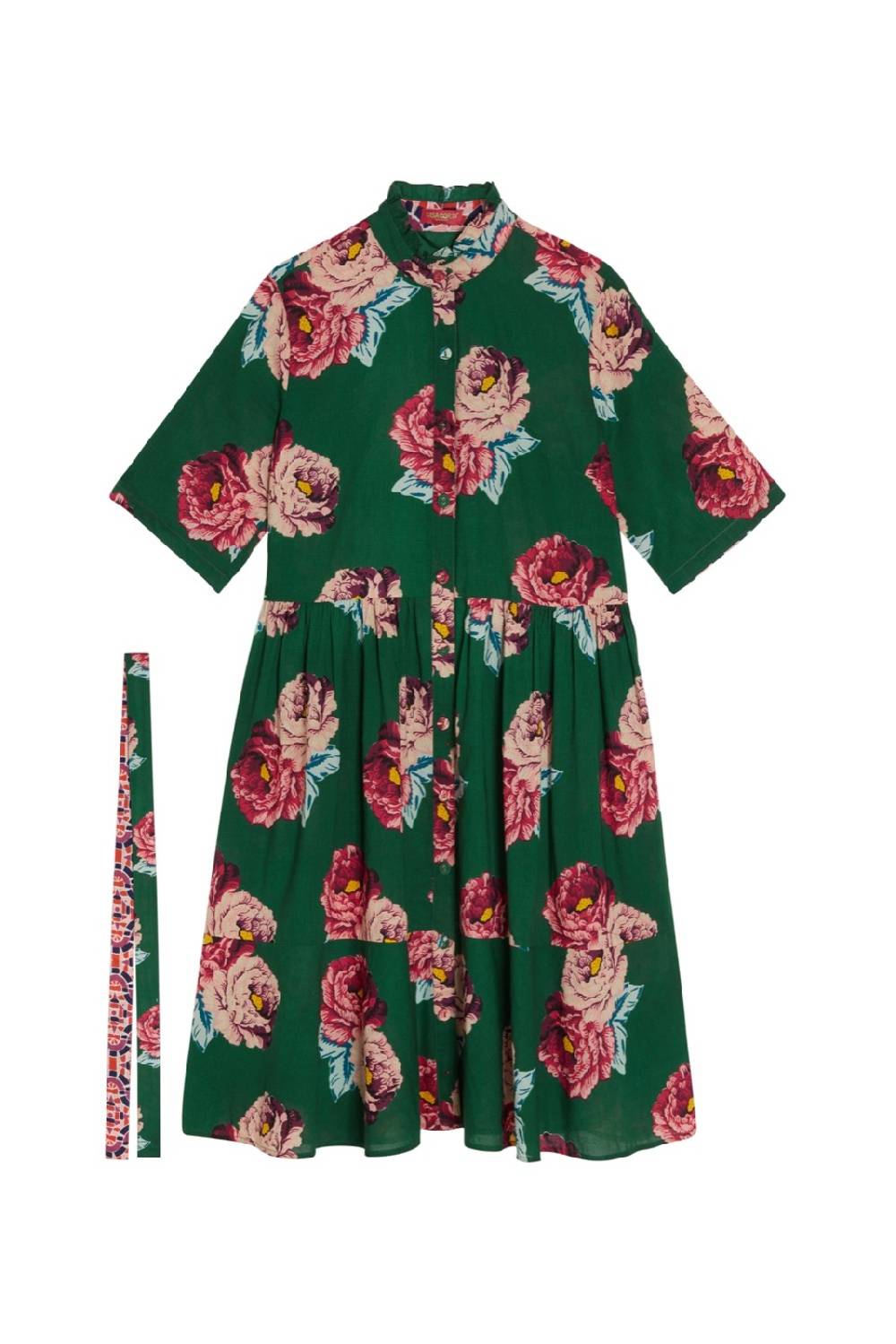 Lisa Corti abito greta folk rose green Sostegno trimestrale