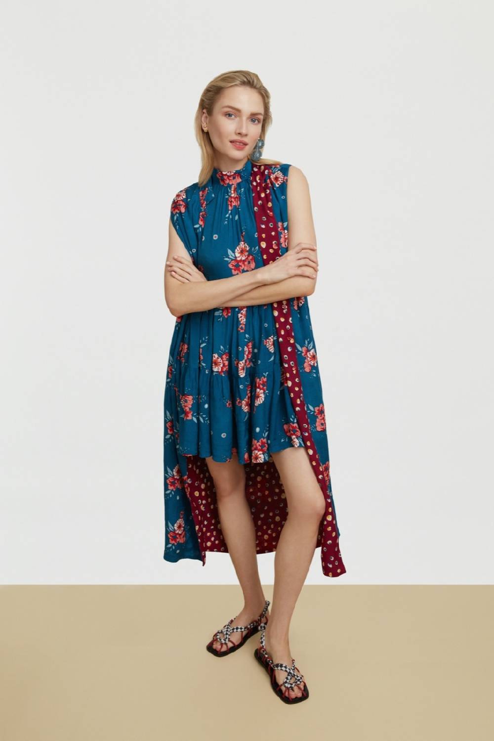 Lisa Corti abito jaipur bukhara flower teal Limitato a 3 giorni