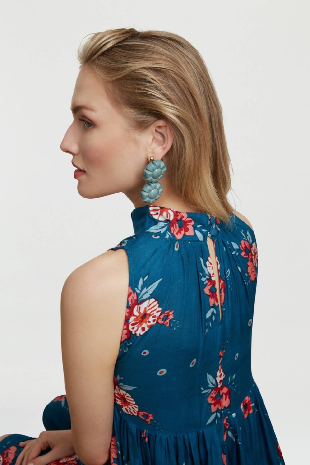 Lisa Corti abito jaipur bukhara flower teal Limitato a 3 giorni