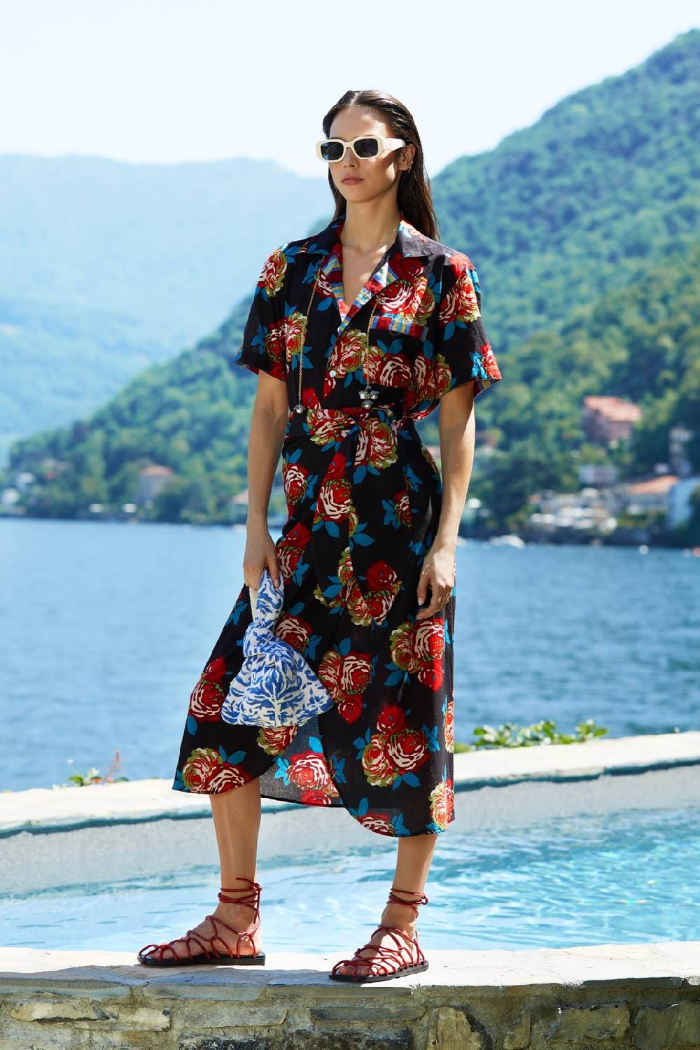 Lisa Corti gonna pareo bold rose black Black Friday Prezzi