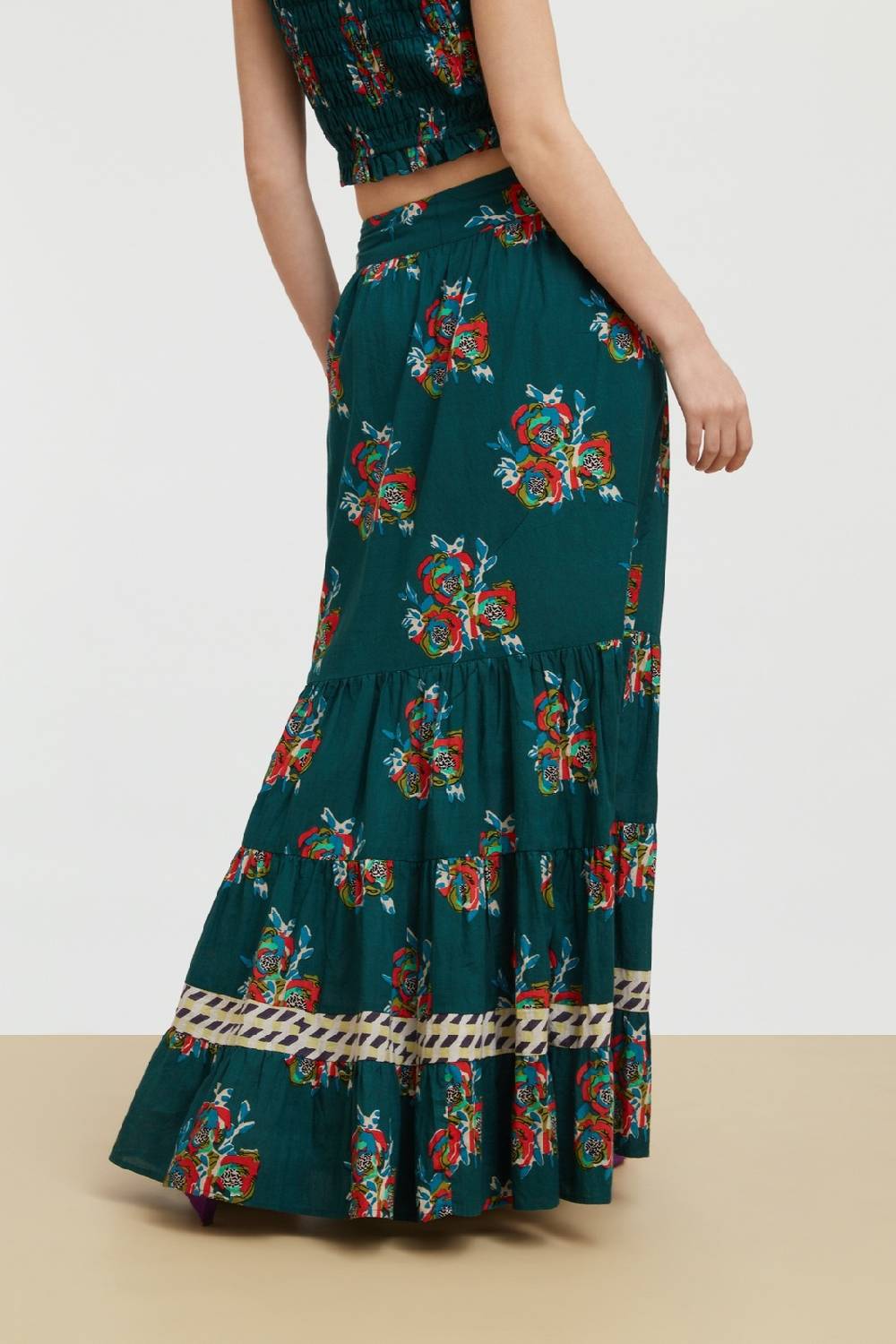 Lisa Corti gonna lehenga cubist rose peacock In vendita