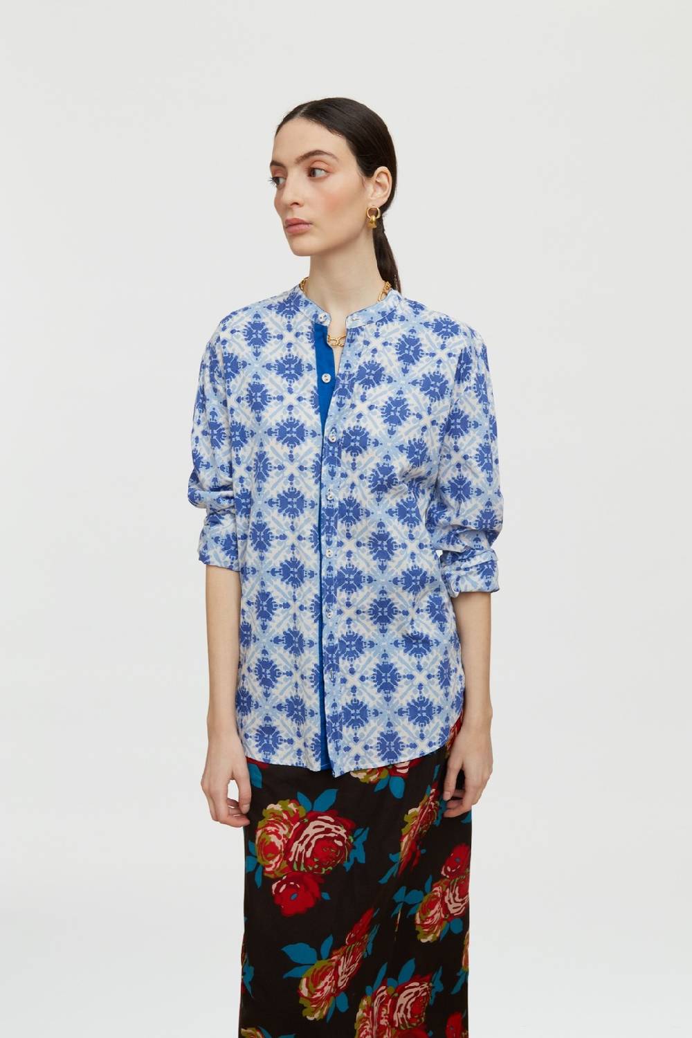 Lisa Corti camicia santorini morocco design blue 2025