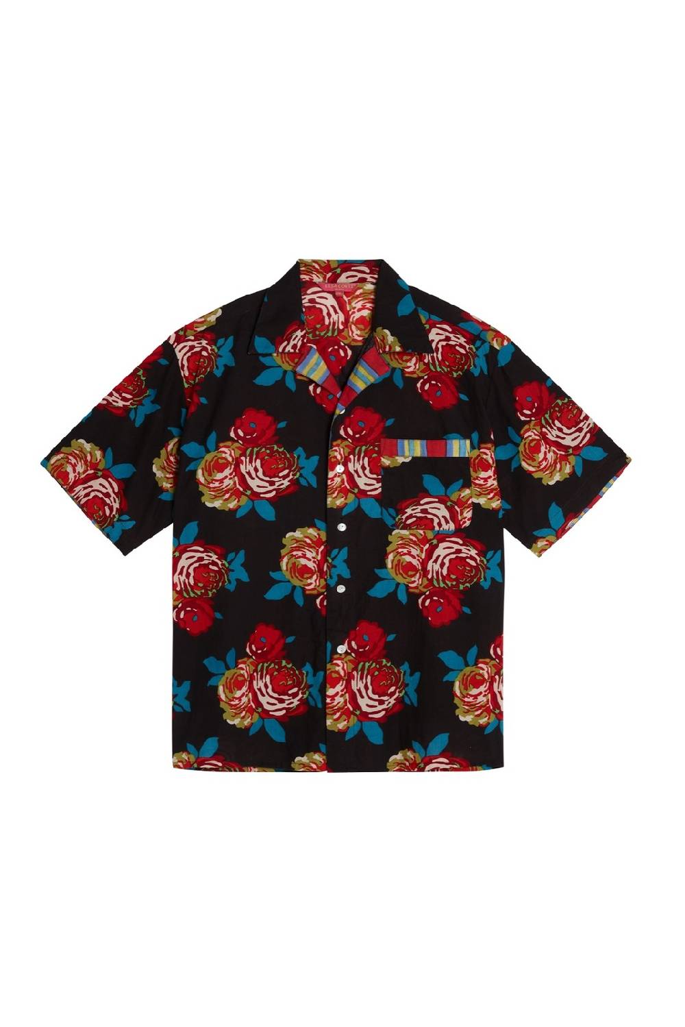 Lisa Corti camicia hawaian bold rose black Italy