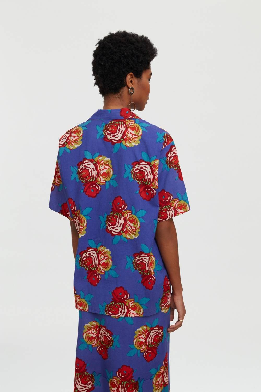 Lisa Corti camicia hawaian bold rose cobalt Italia