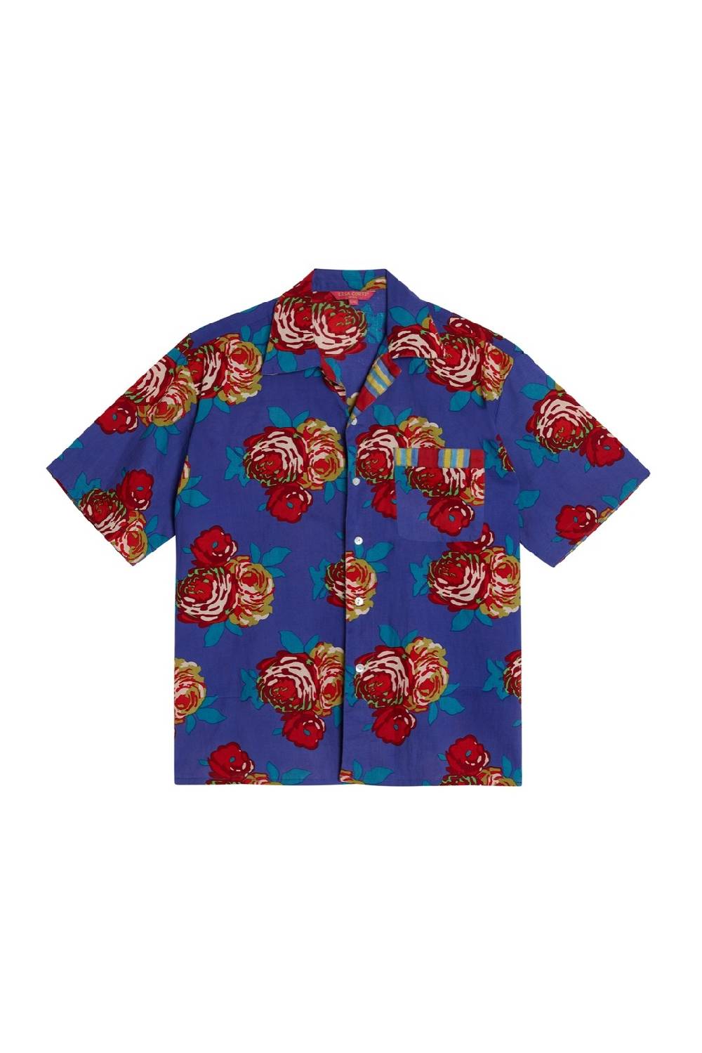 Lisa Corti camicia hawaian bold rose cobalt Italia