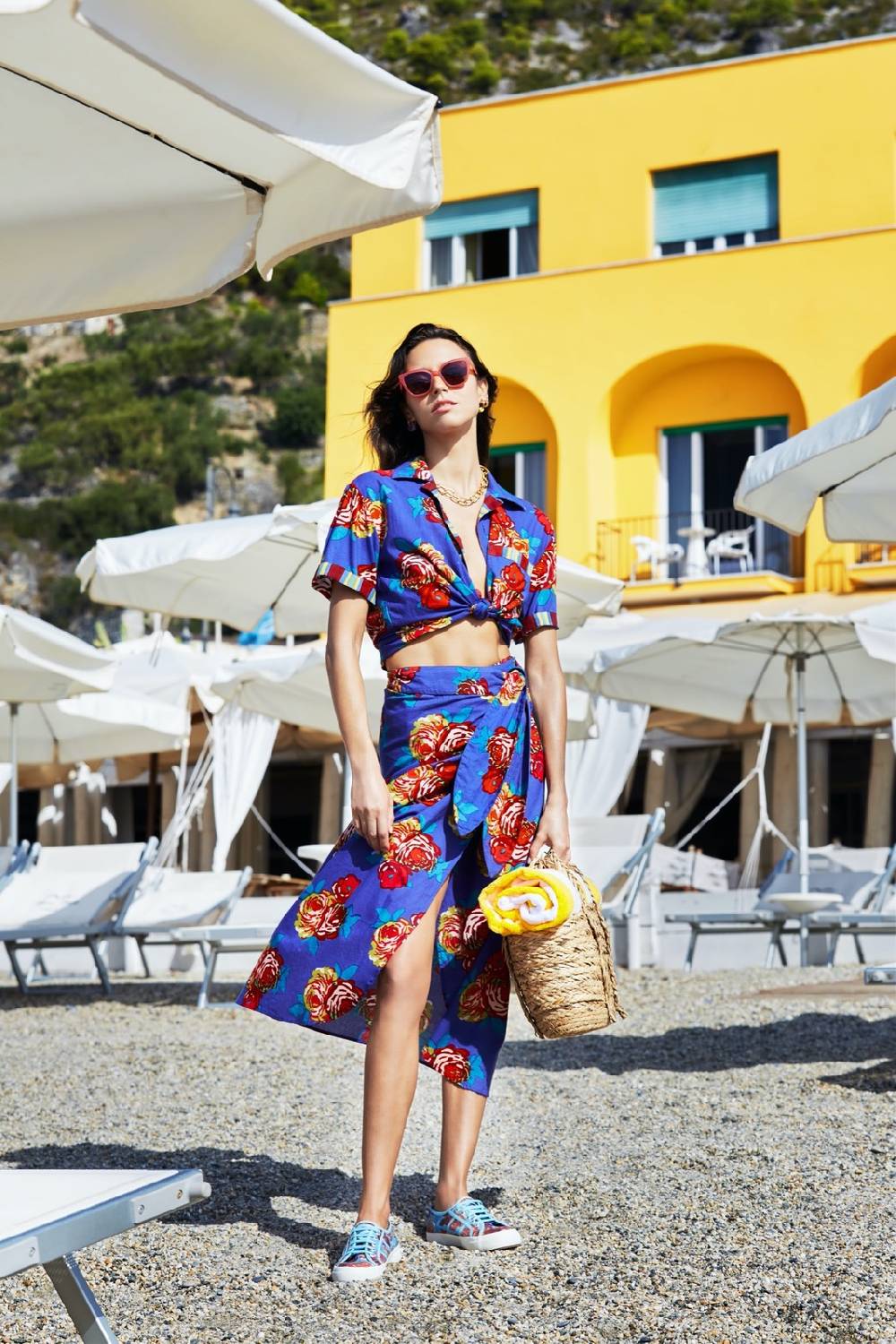 Lisa Corti camicia hawaian bold rose cobalt Italia