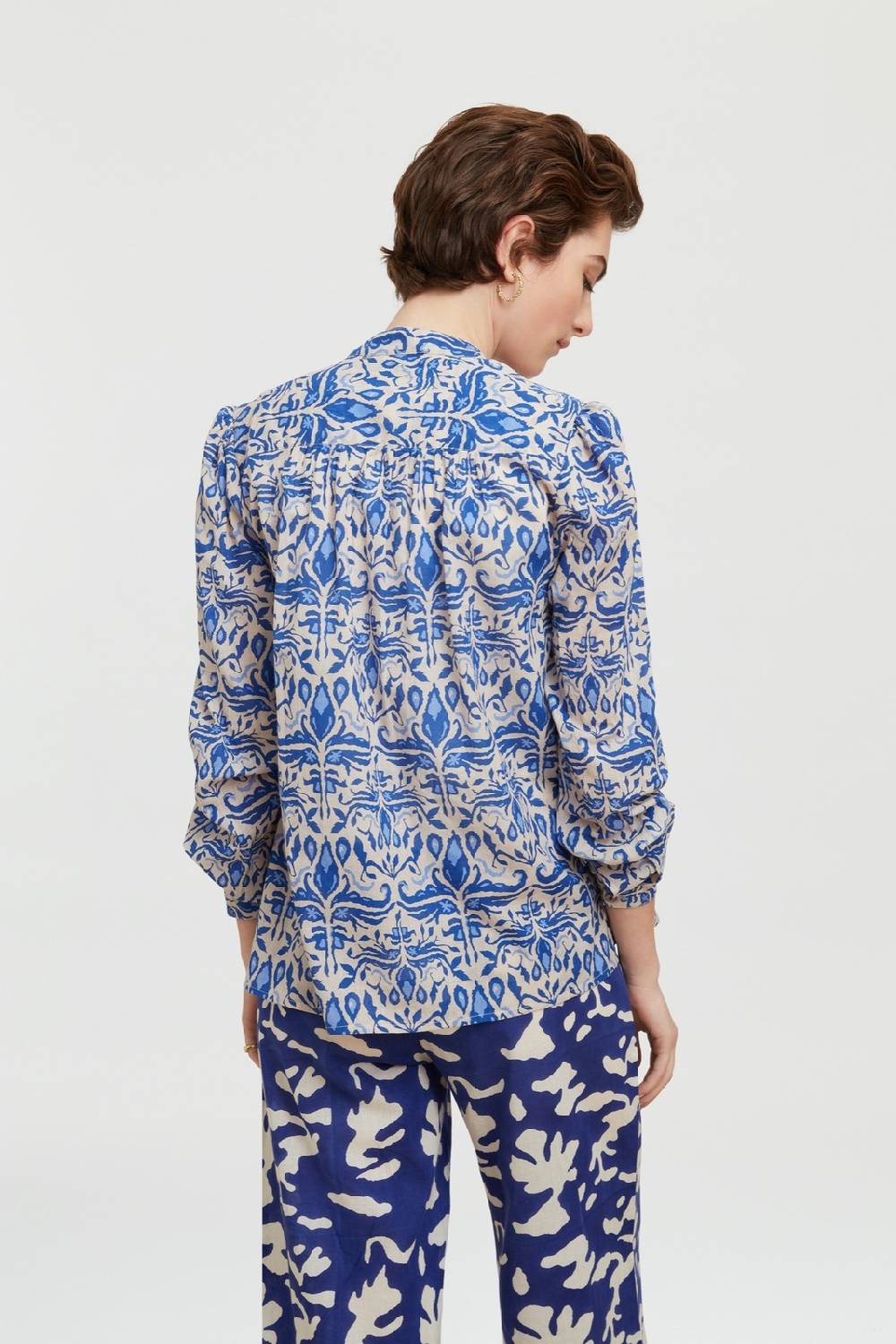 Lisa Corti camicia batumi abhanery damasque blue Qualità