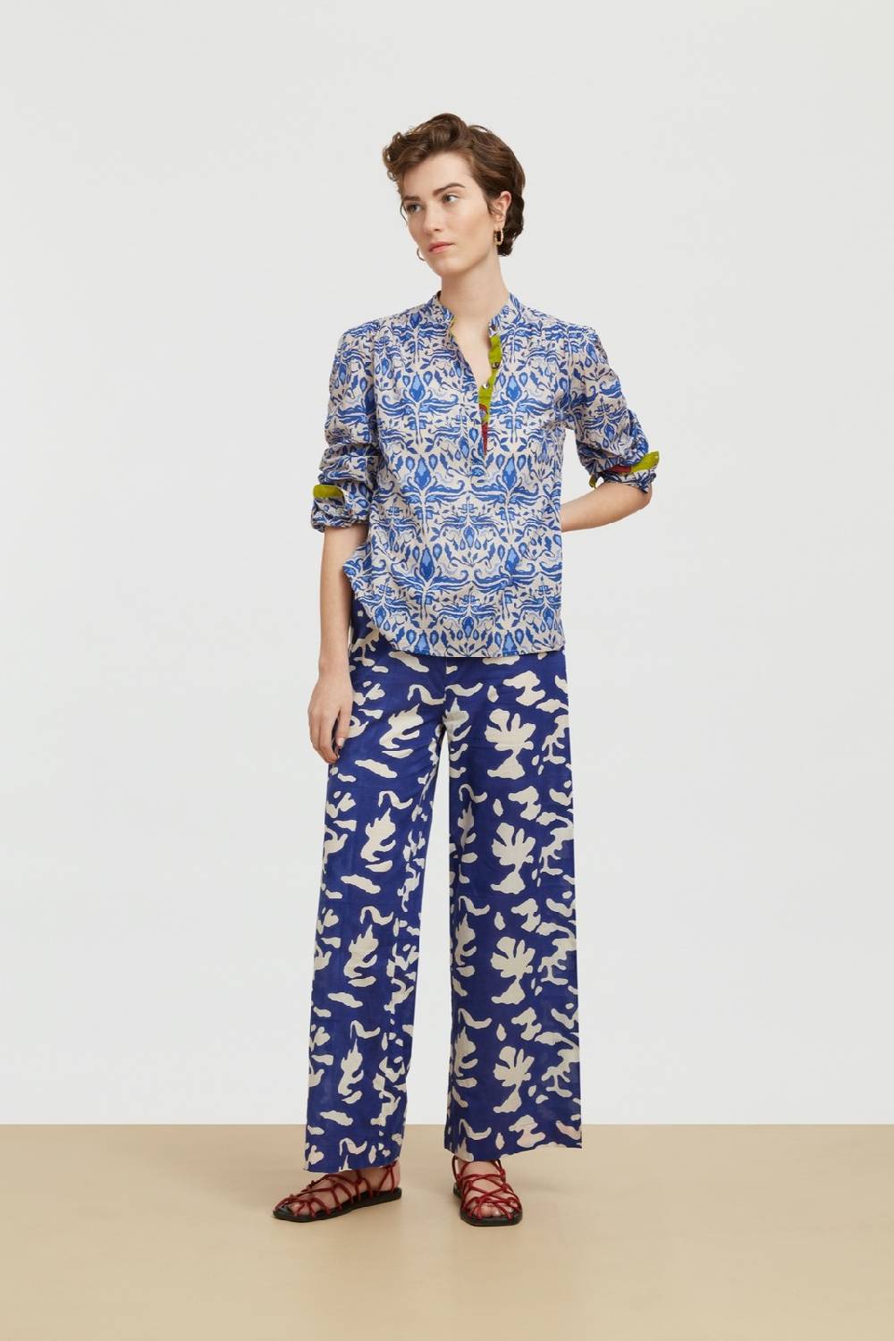 Lisa Corti camicia batumi abhanery damasque blue Qualità