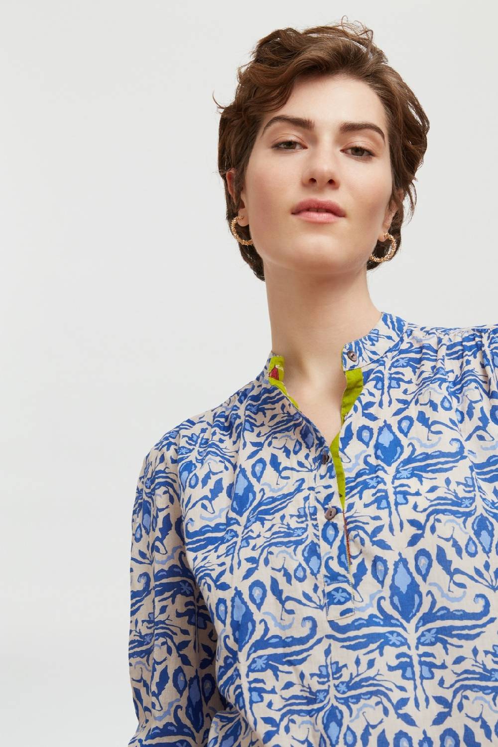 Lisa Corti camicia batumi abhanery damasque blue Qualità