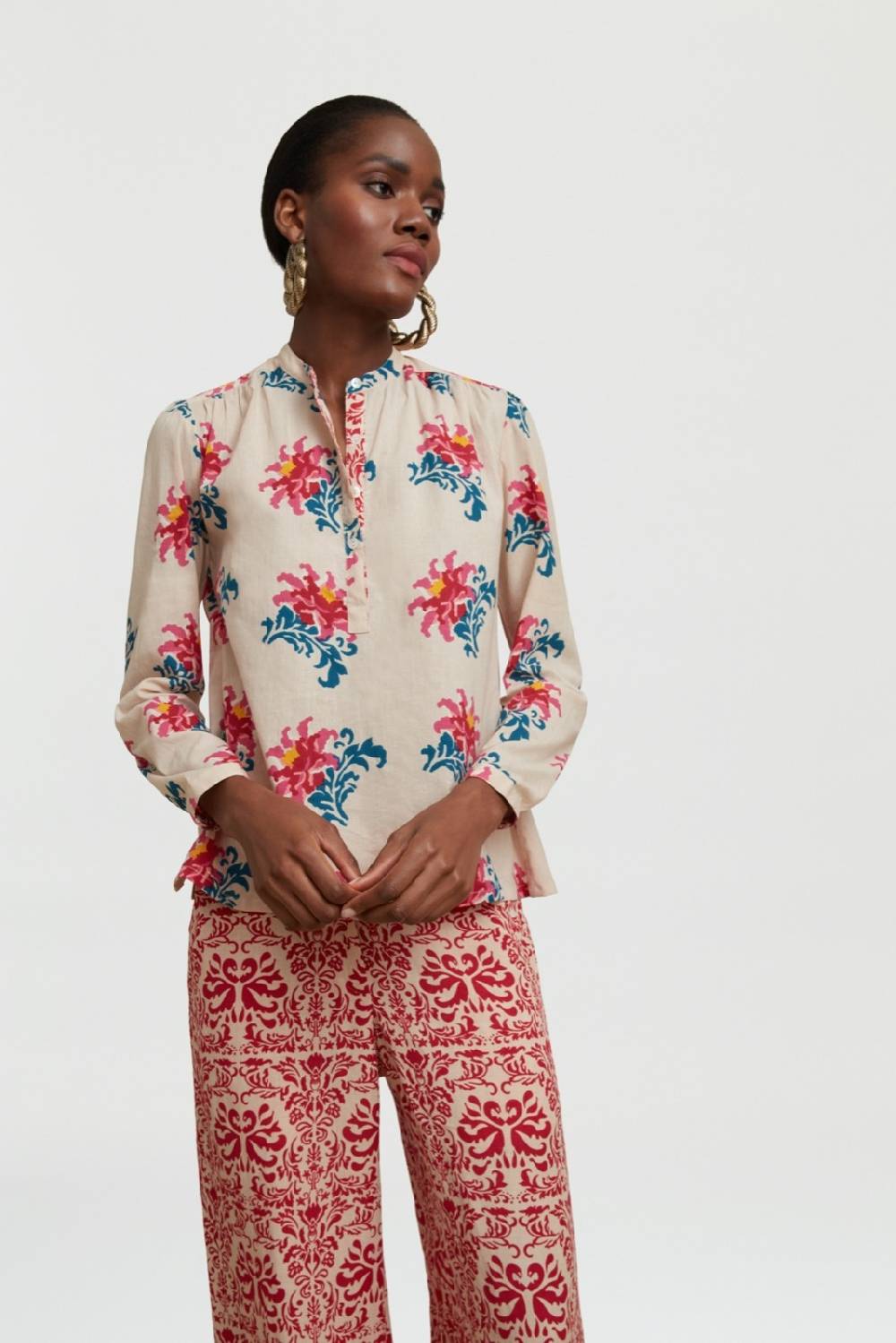 Lisa Corti camicia batumi tangeri rose cream Spedizione Gratuita