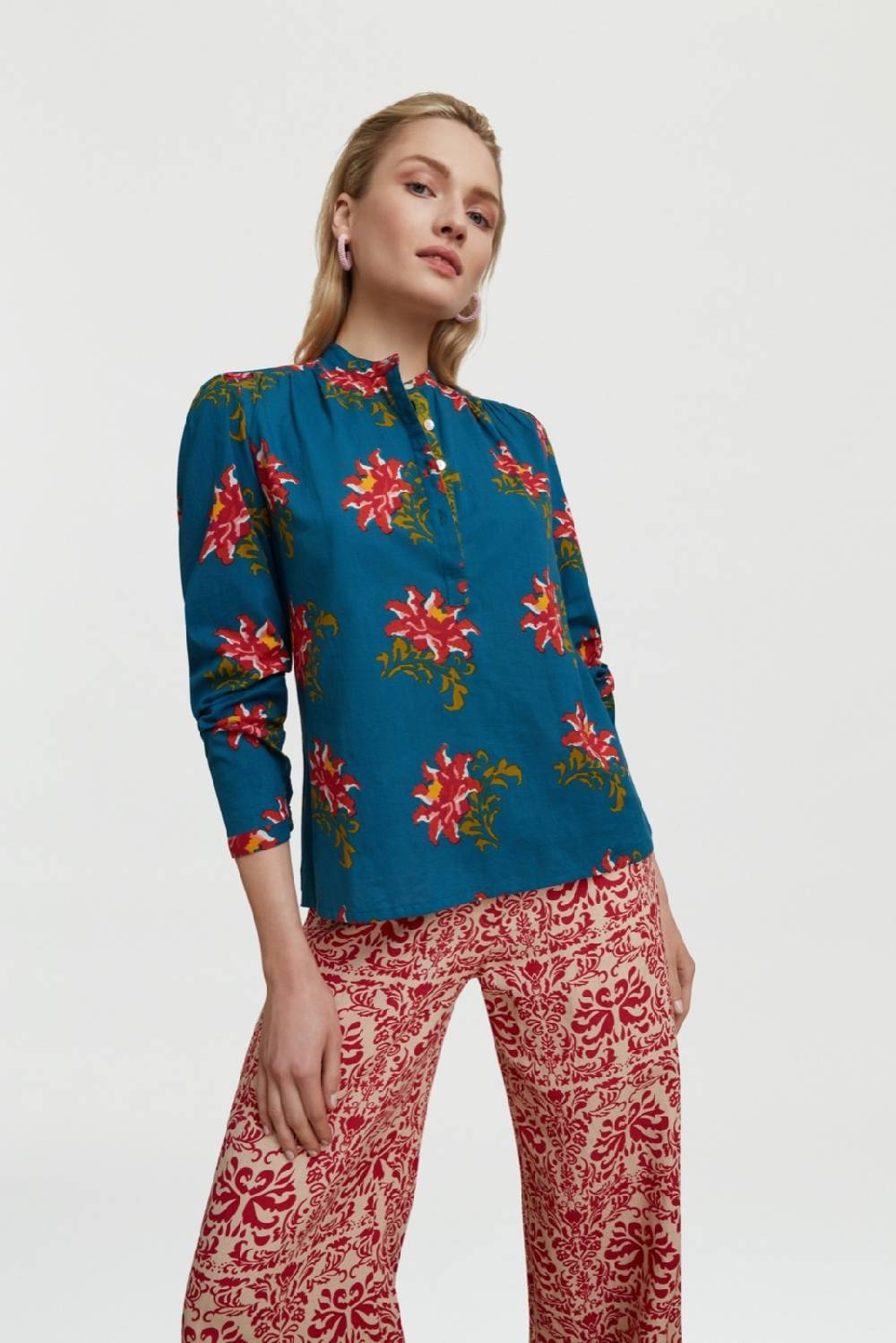 Lisa Corti camicia batumi tangeri rose teal Pezzi Unici
