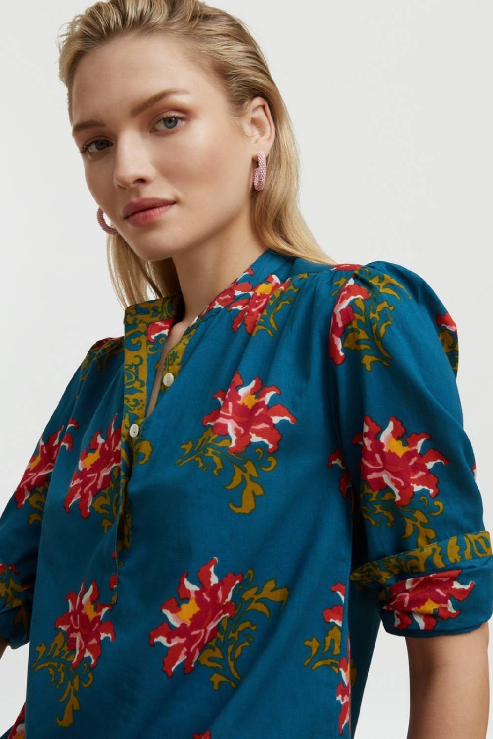 Lisa Corti camicia batumi tangeri rose teal Pezzi Unici