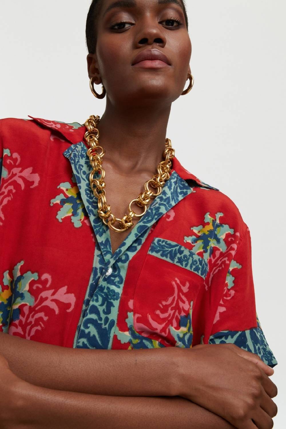 Lisa Corti camicia foulard tangeri flower coral Acquista Ora