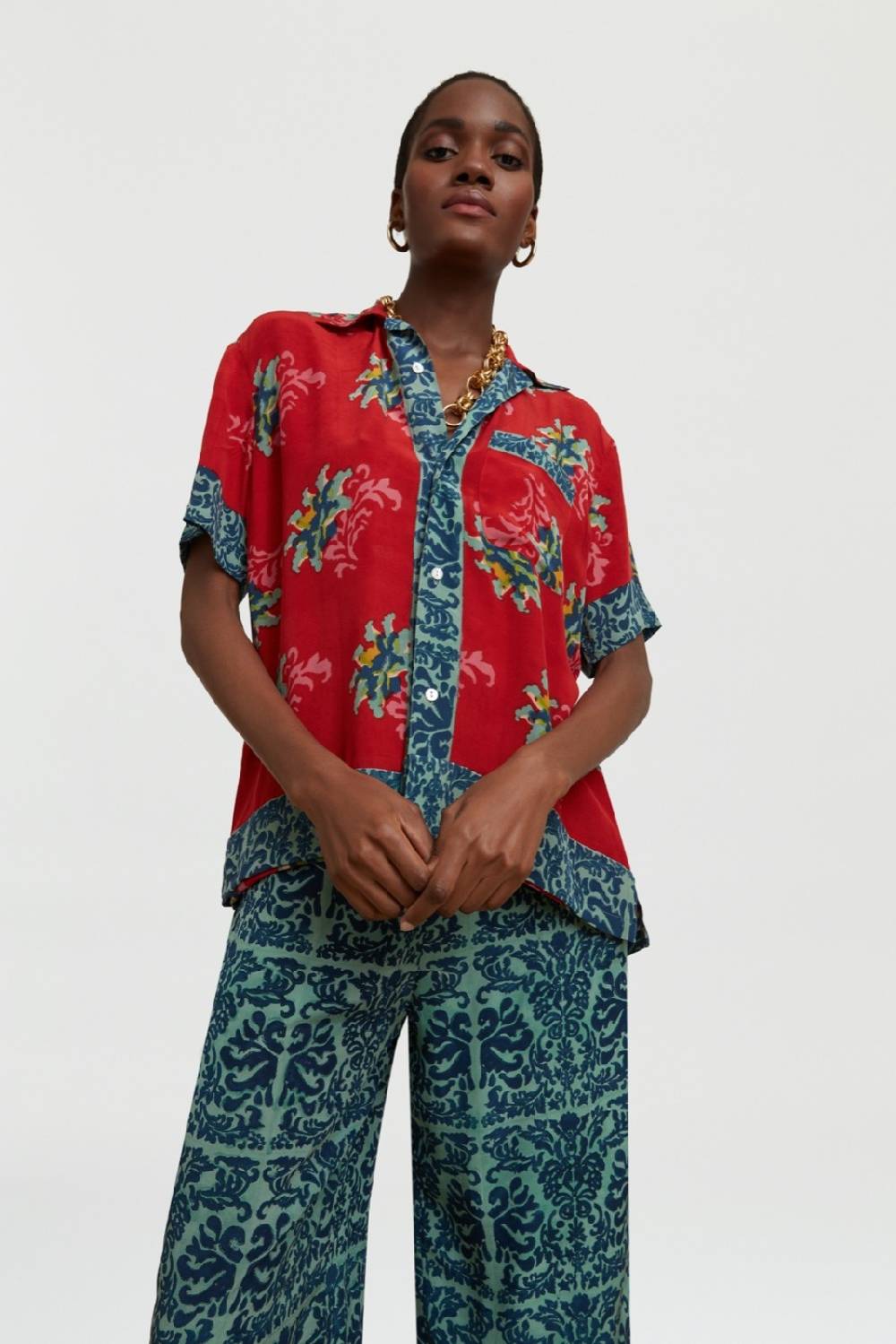 Lisa Corti camicia foulard tangeri flower coral Acquista Ora