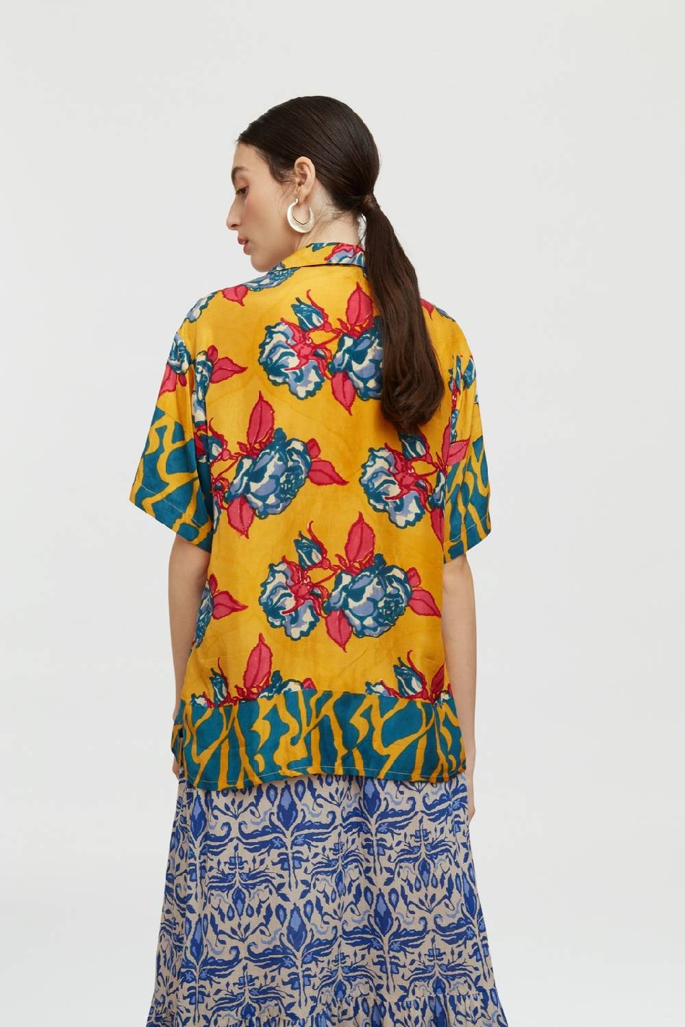 Lisa Corti camicia bowling shirt rosa spina orange Shopping Online