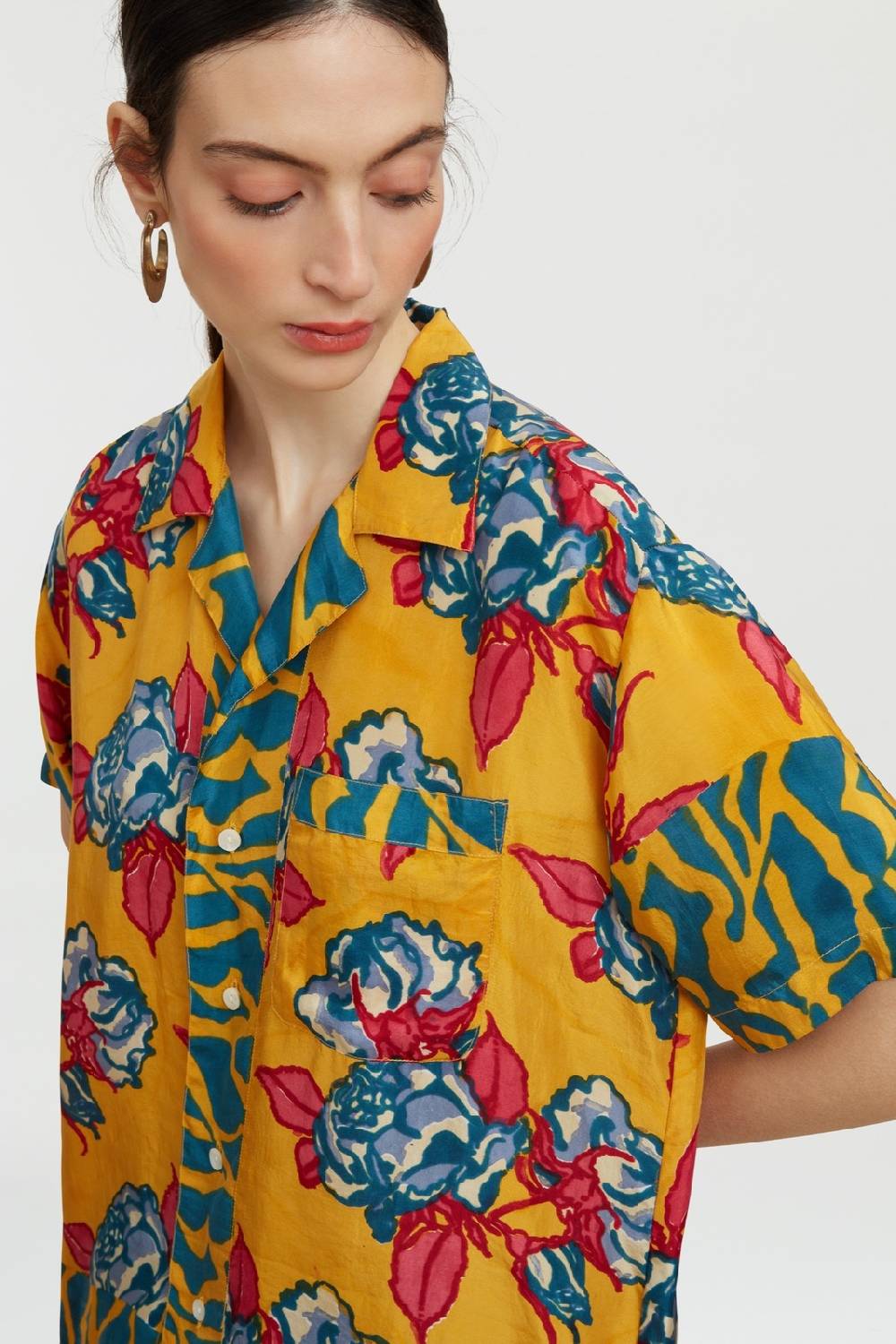 Lisa Corti camicia bowling shirt rosa spina orange Shopping Online