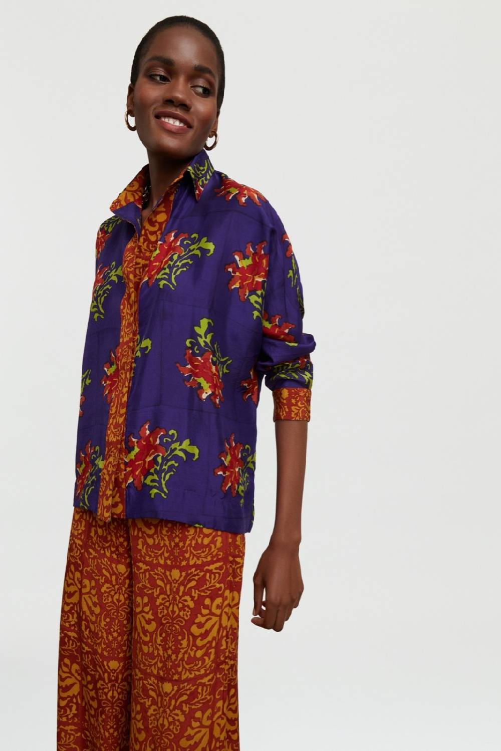 Lisa Corti camicia dahlia tangeri flower purple Affare Del Giorno