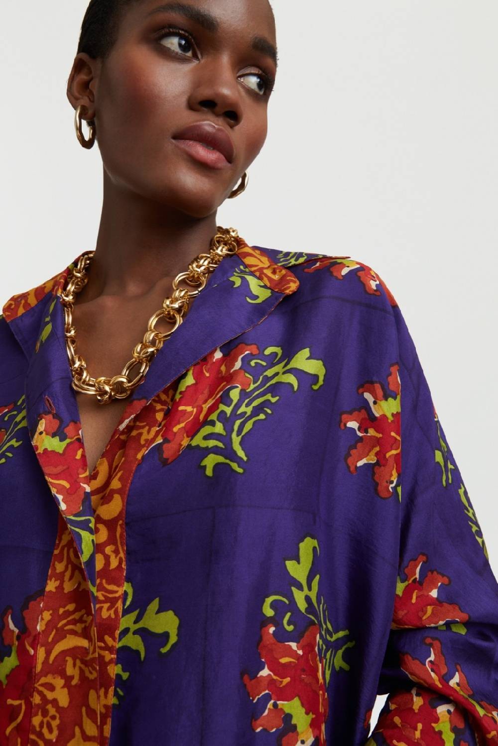 Lisa Corti camicia dahlia tangeri flower purple Affare Del Giorno