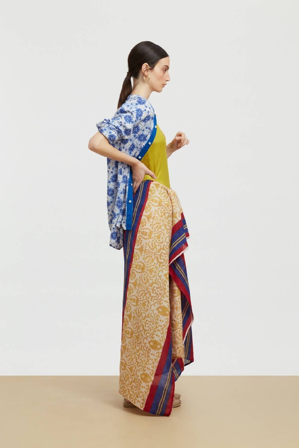 Lisa Corti pareo damask stripes chutney In Vendita
