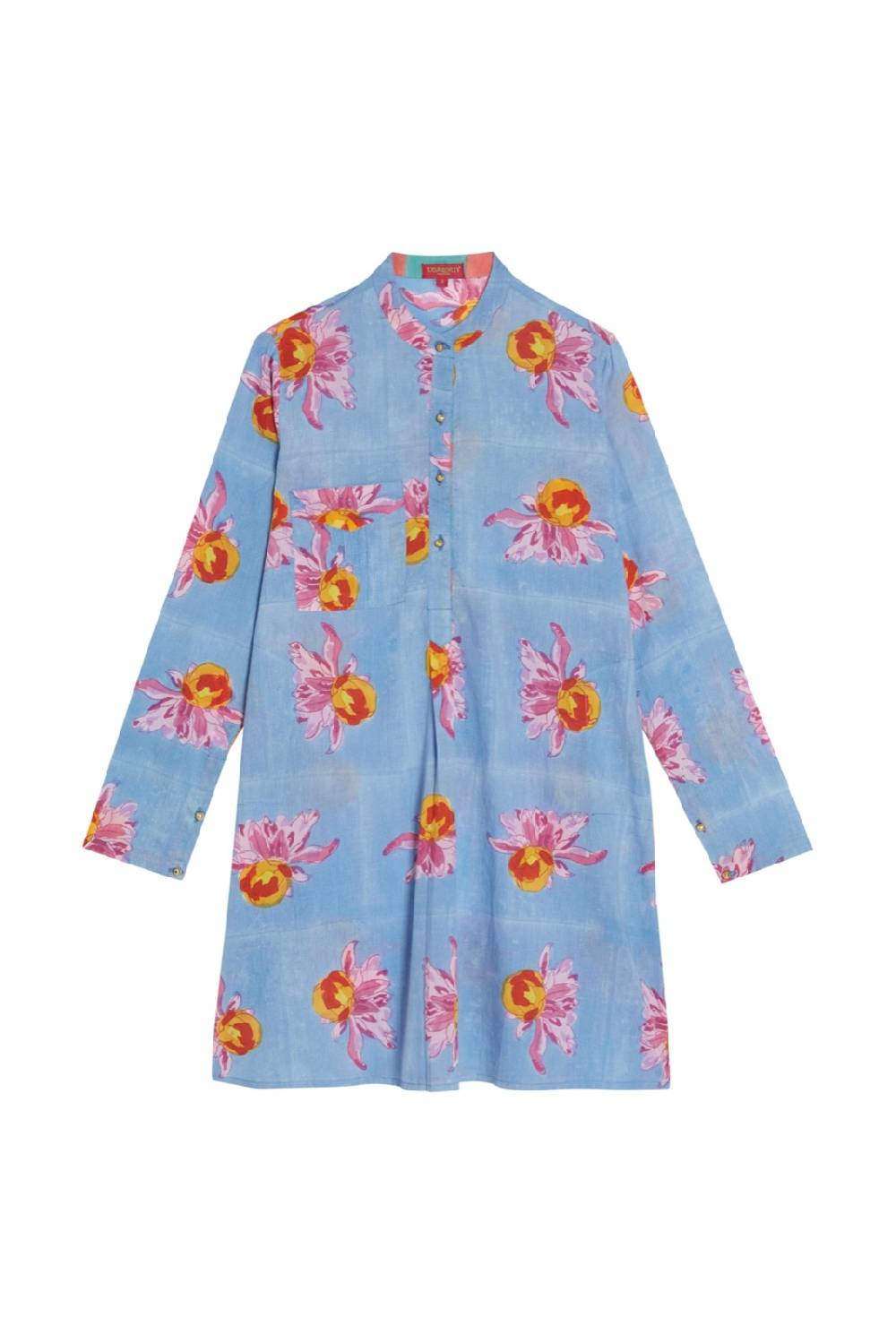 Lisa Corti kurta corta arabesque flower light blue Saldi Di Fabbrica