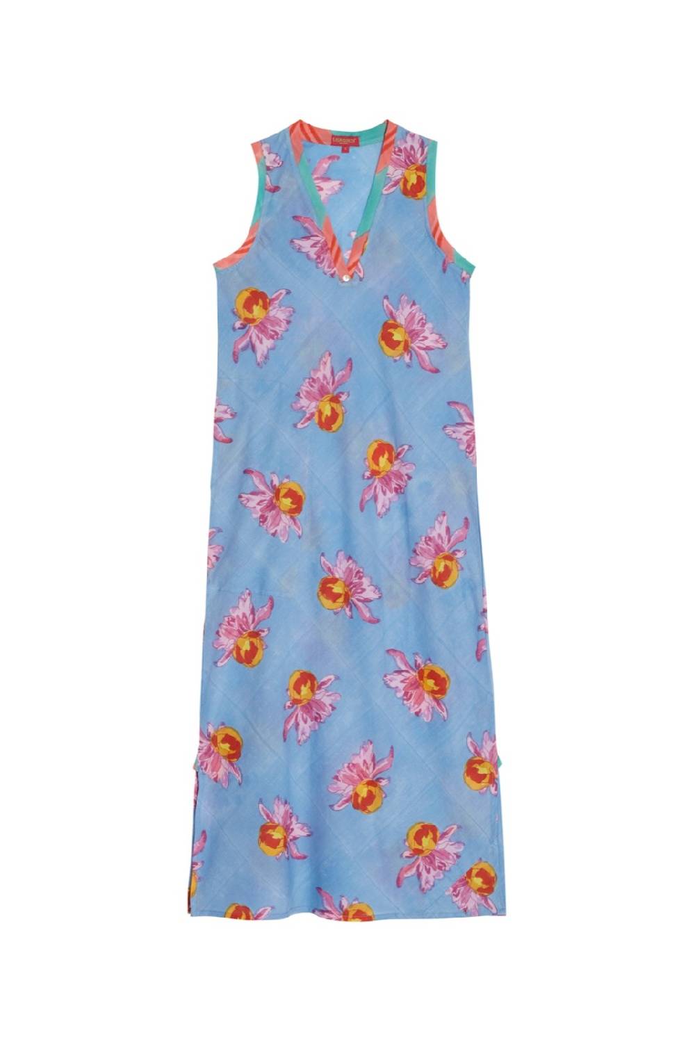 Lisa Corti abito cheack arabesque flower light blue Vendite Flash