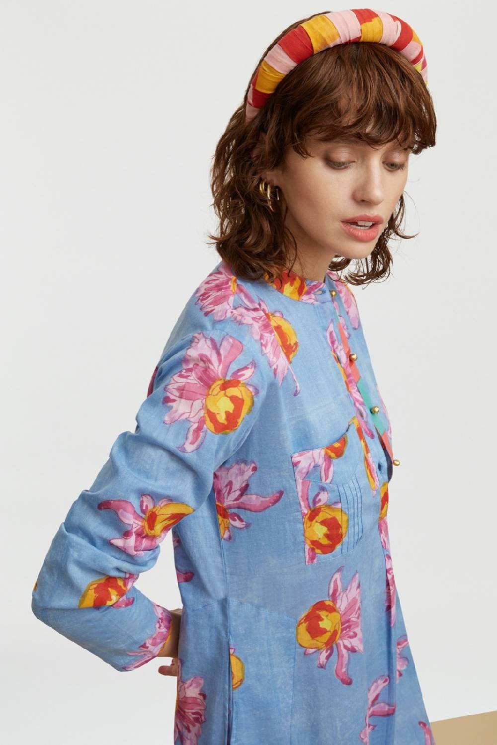 Lisa Corti kurta lunga arabesque flower light Nuova