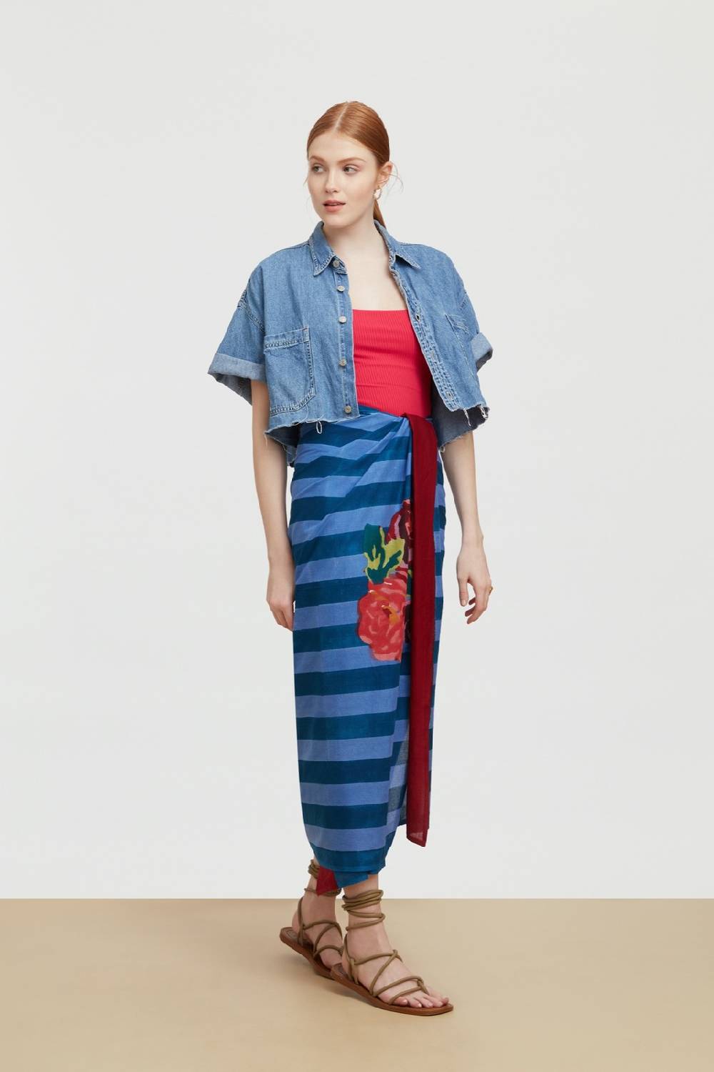 Lisa Corti pareo nizam stripes ferozi sugar Moda