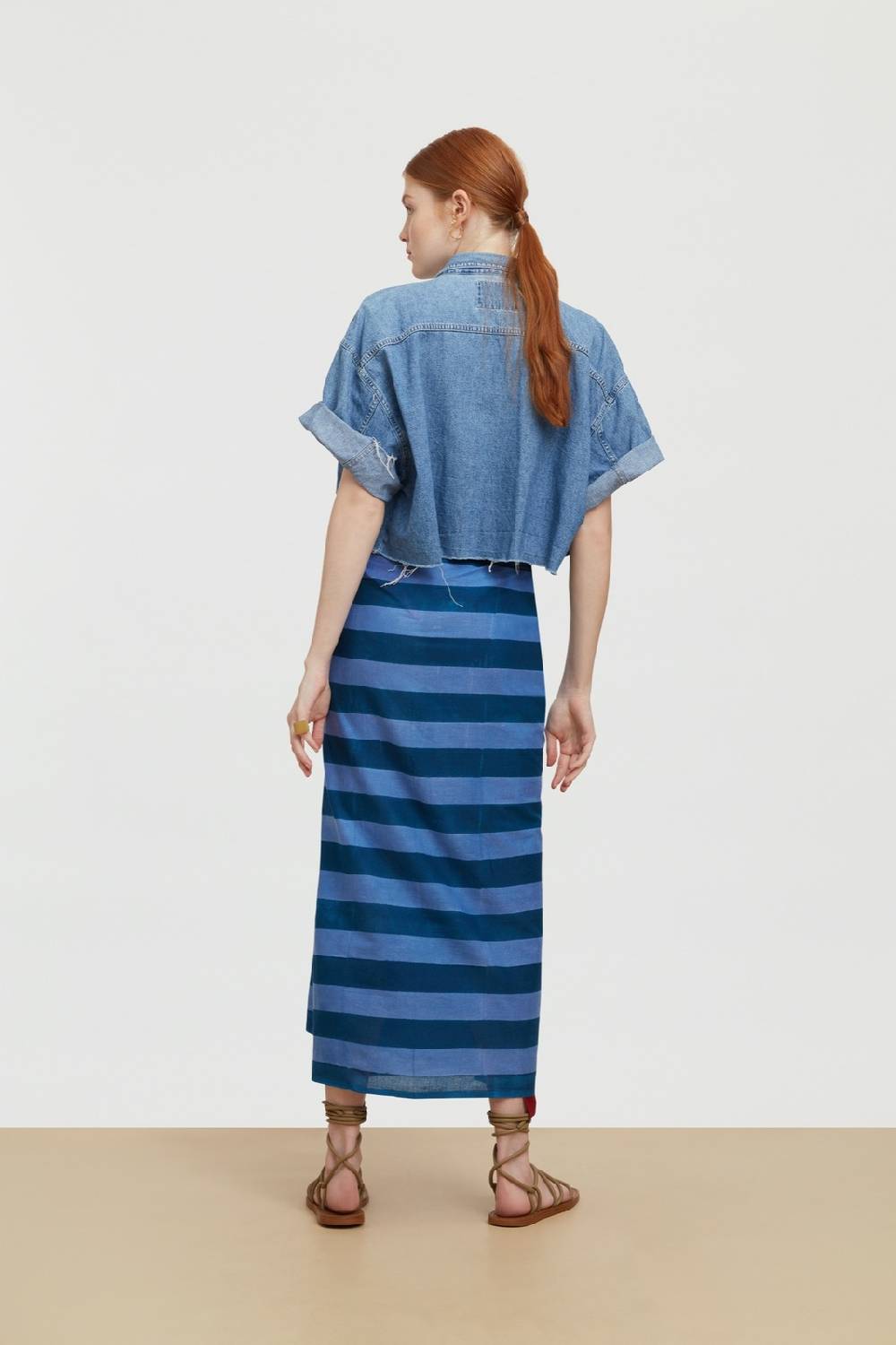 Lisa Corti pareo nizam stripes ferozi sugar Moda