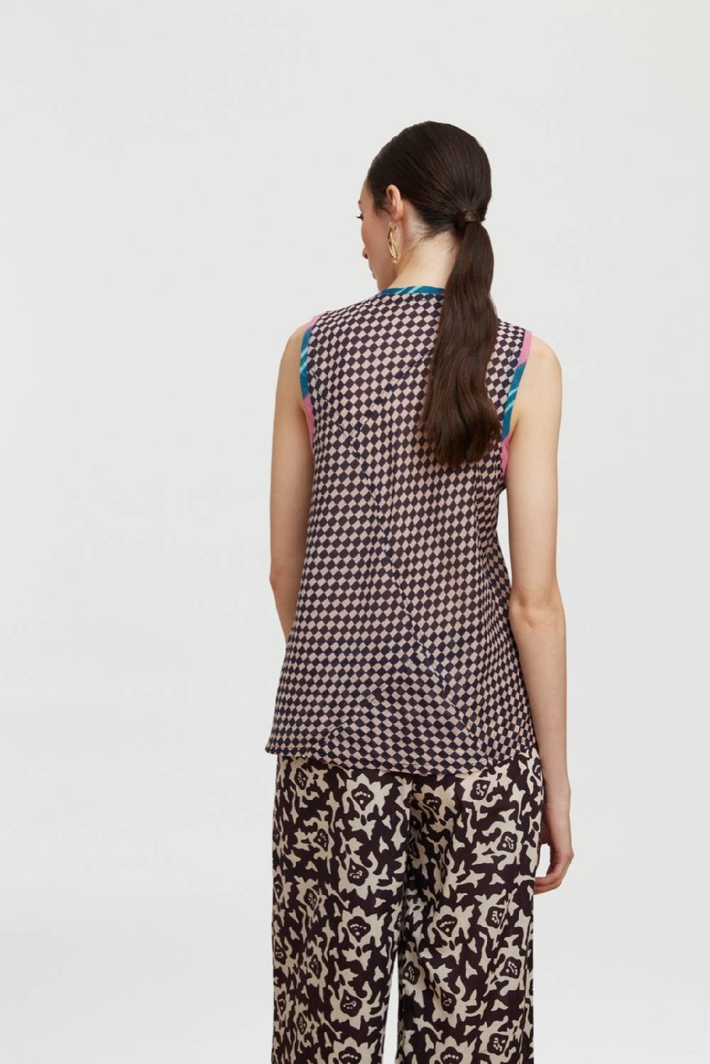 Lisa Corti top banyan tibet check payne butter Negozio online di fabbrica