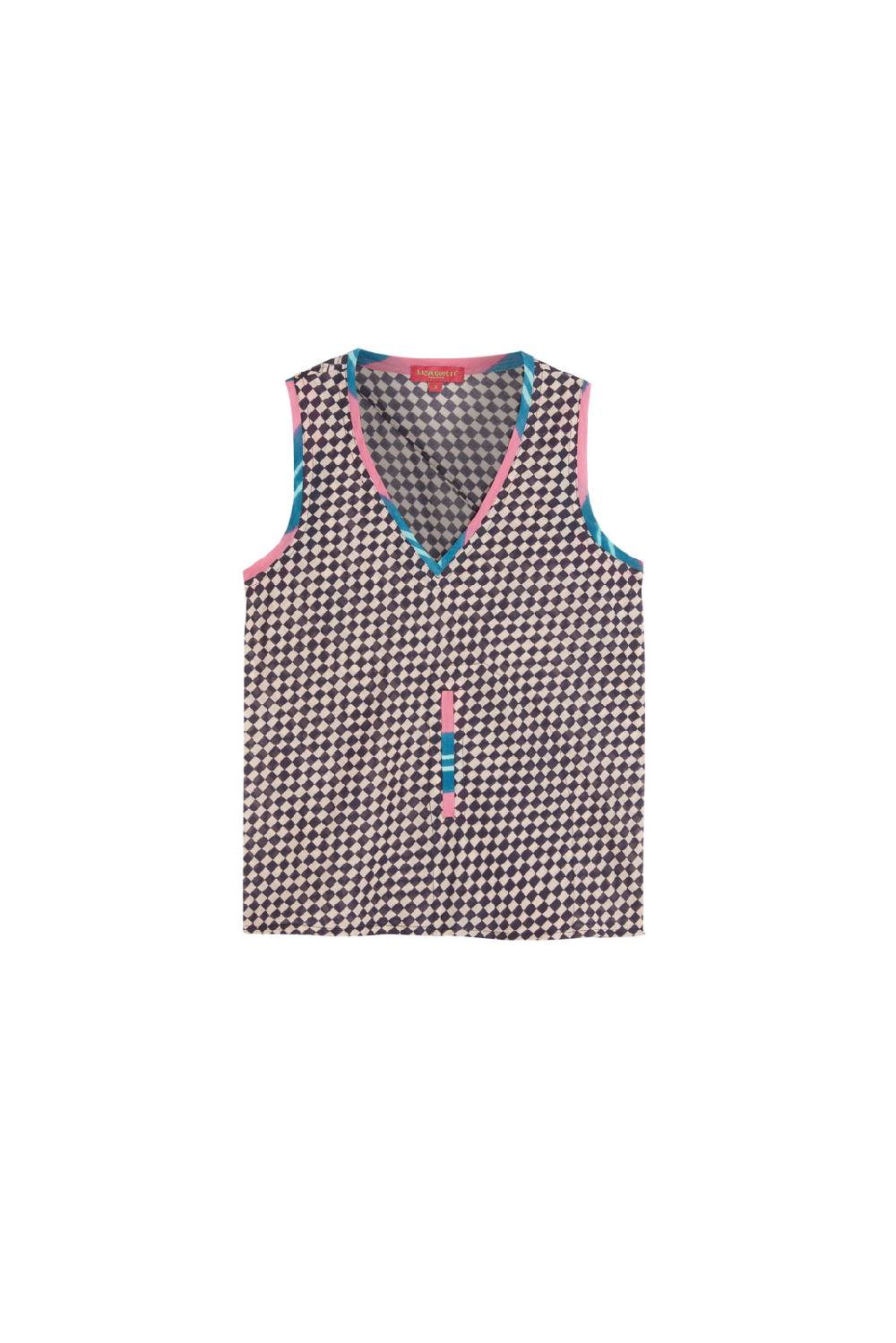 Lisa Corti top banyan tibet check payne butter Negozio online di fabbrica