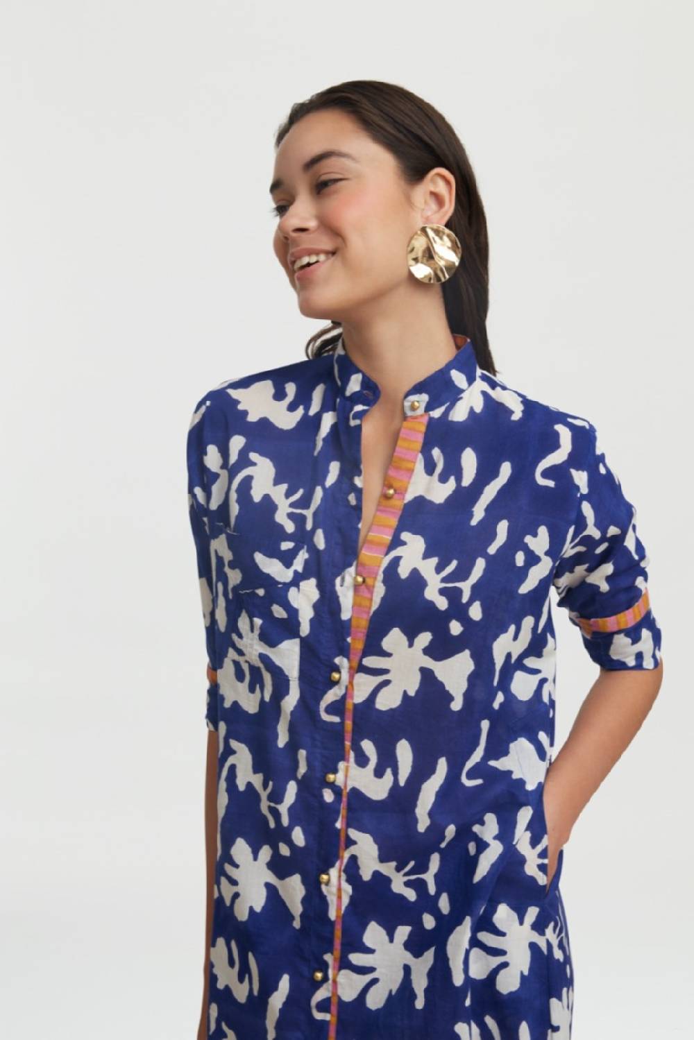 Lisa Corti kurta lunga aperta blue pot royal blue Prezzo di fabbrica