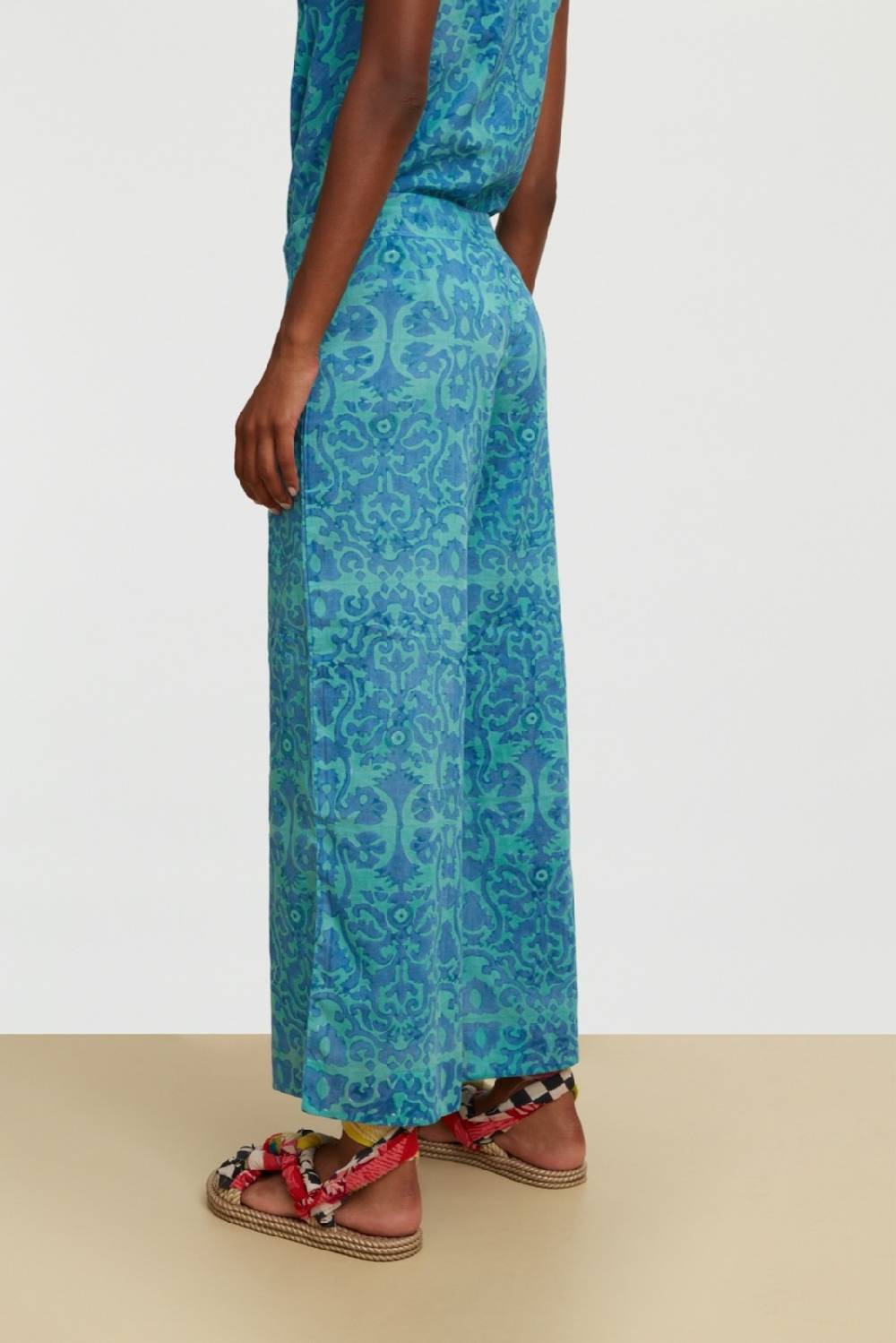 Lisa Corti pantalone cabana damask design blue Flash Sale