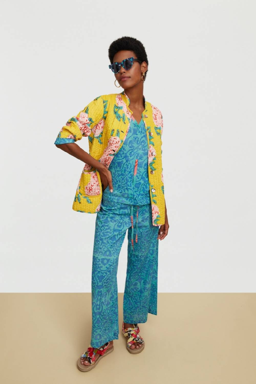 Lisa Corti pantalone cabana damask design blue Flash Sale