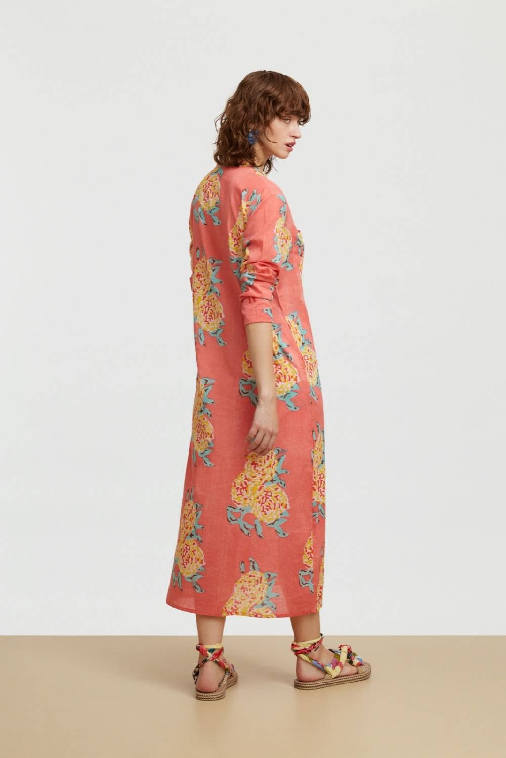Lisa Corti kurta lunga leopard flower old pink Black Friday