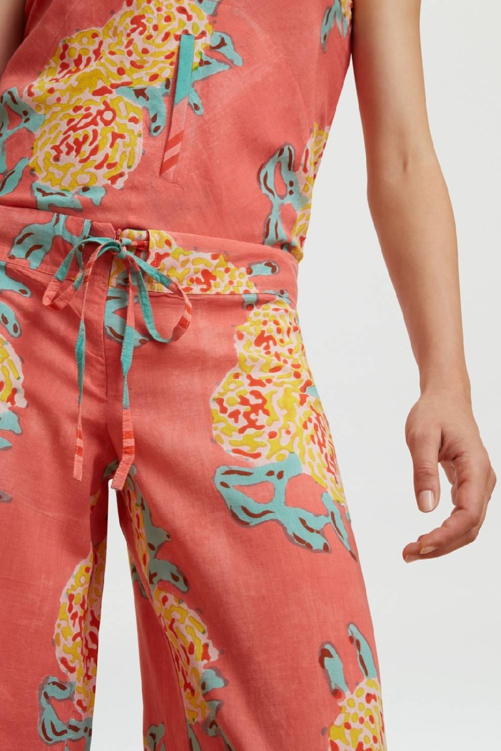 Lisa Corti pantalone cabana leopard flower old pink Offerta Anniversario