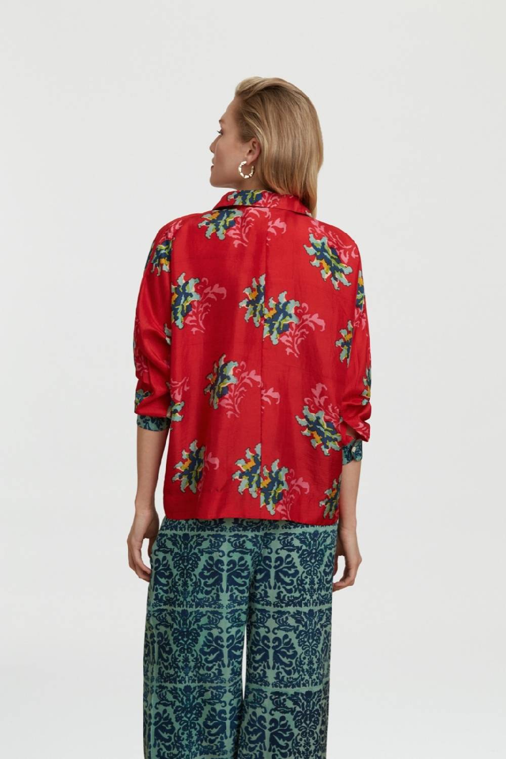Lisa Corti camicia dahlia tangeri flower coral Offerta migliore