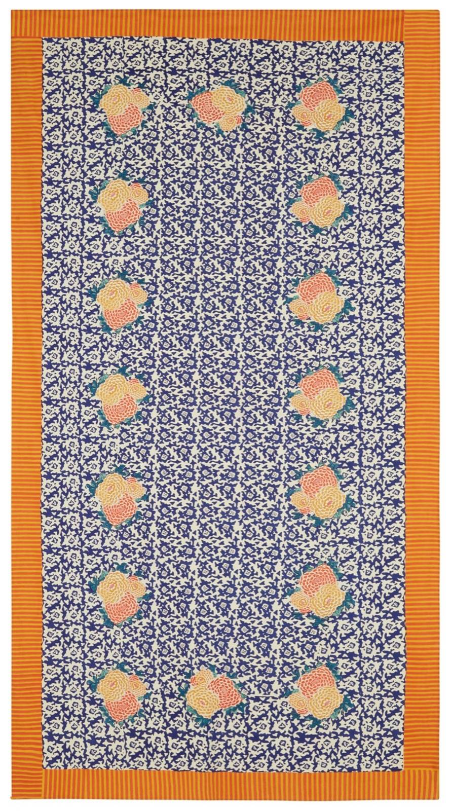 Lisa Corti telo cotone 180x350cm arabesque corolla blue natural Comprane uno, ottenene uno gratis