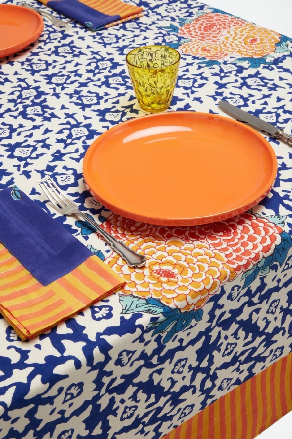 Lisa Corti telo cotone 220x350cm arabesque corolla blue natural Offerte speciali