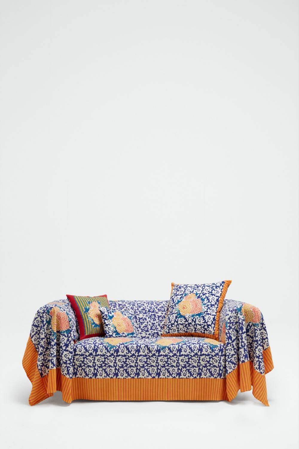 Lisa Corti telo cotone 220x350cm arabesque corolla blue natural Offerte speciali