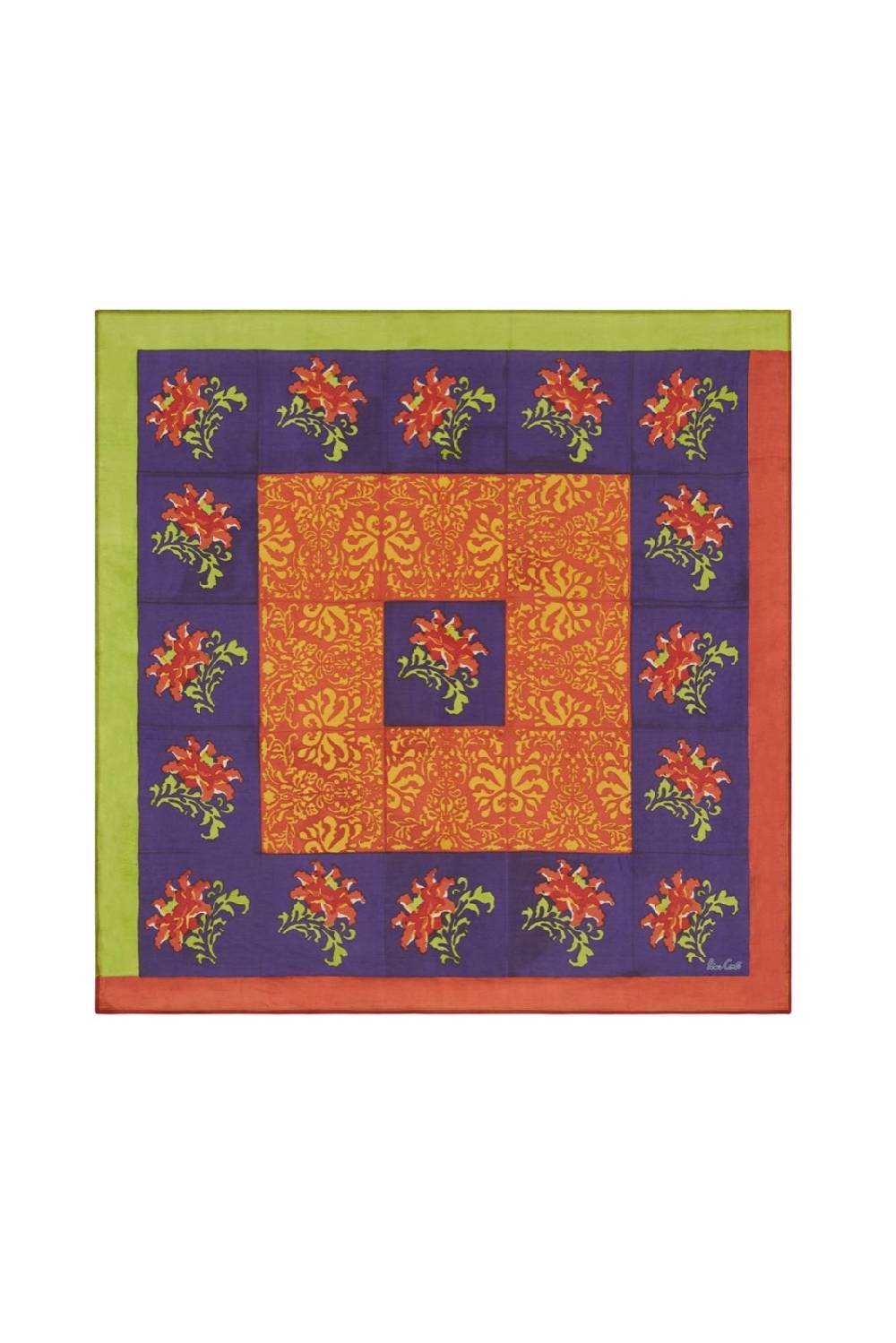 Lisa Corti foulard seta 100x100cm tangeri flower purple 50% di sconto con spedizione gratuita
