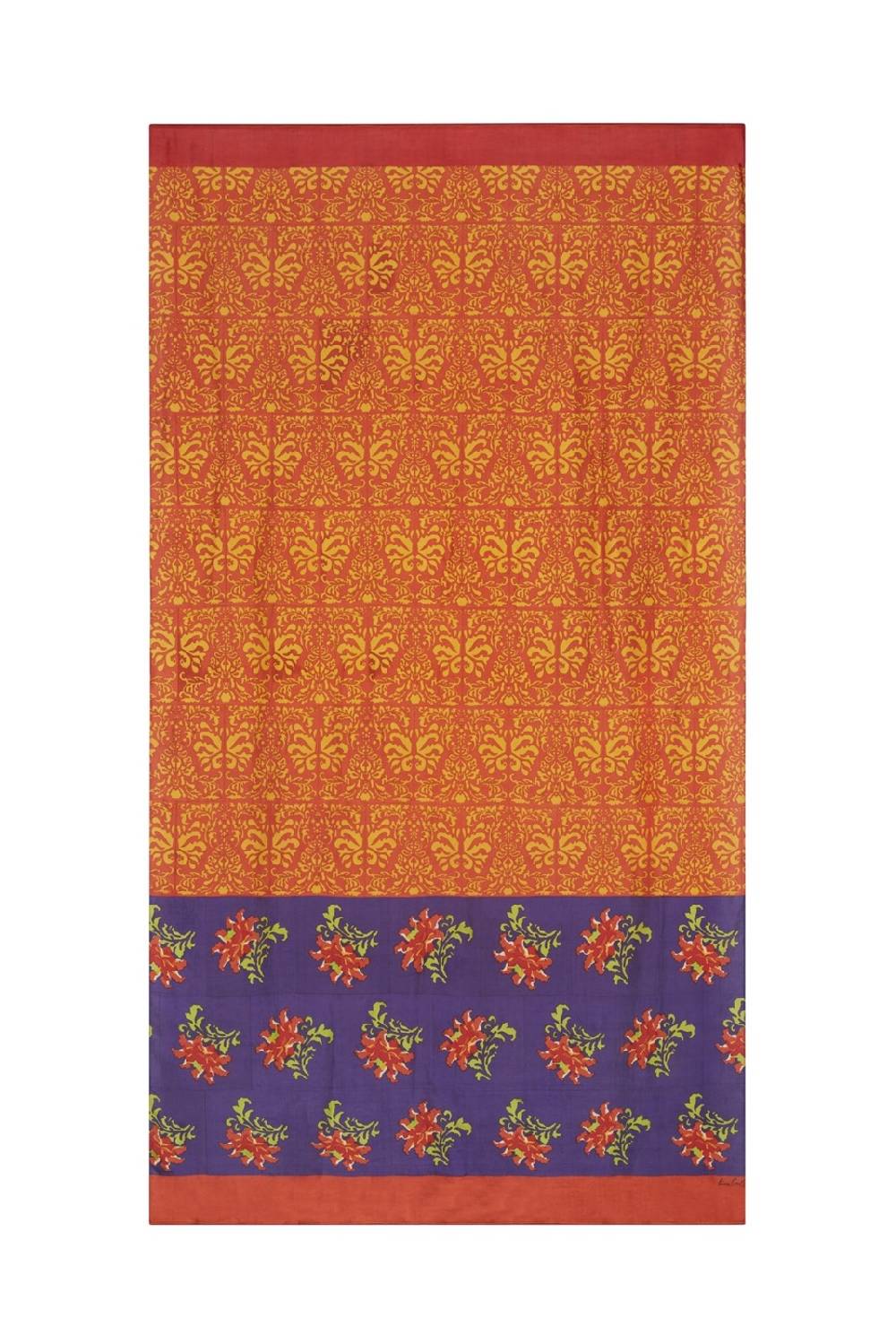 Lisa Corti scialle seta 100x200cm tangeri damask rust Trasporto libero internazionale