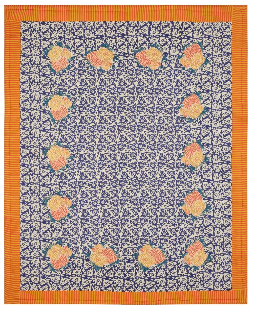 Lisa Corti trapunta reversibile 220x270cm arabesque corolla blue natural In Linea