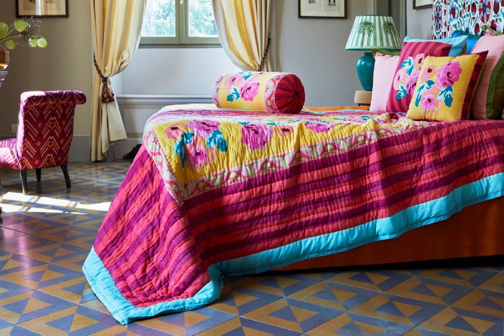 Lisa Corti trapunta reversibile 220x270cm nizam sulphur Nuovo