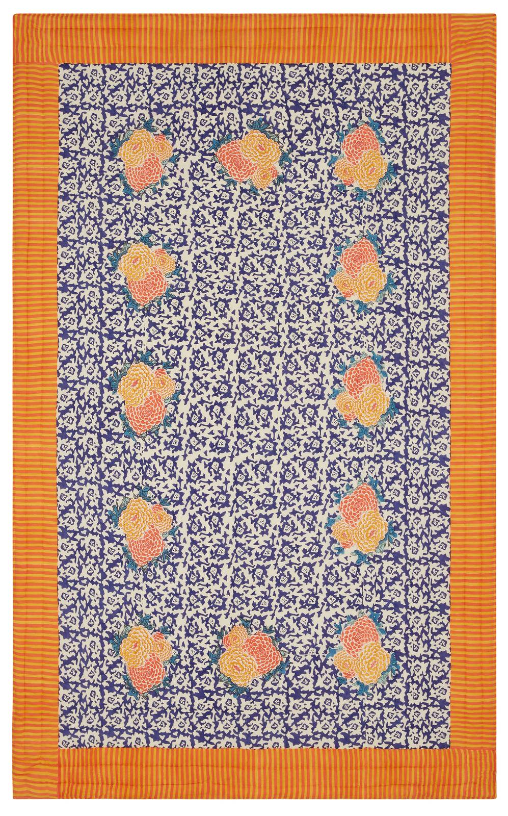 Lisa Corti trapunta reversibile 180x270cm arabesque corolla blue natural Spedizione Gratuita