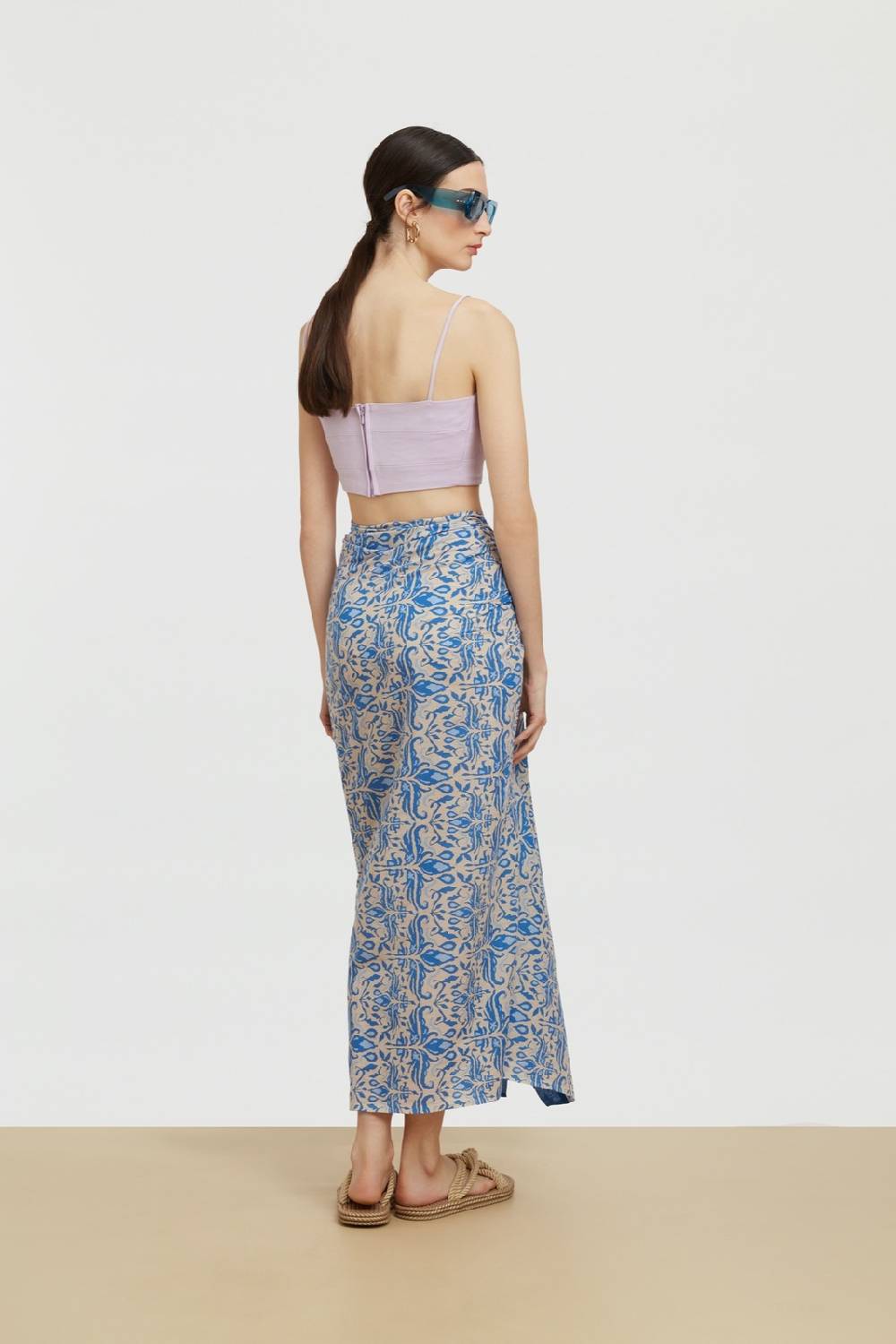Lisa Corti pareo abhanery damasque blue Consegna Veloce