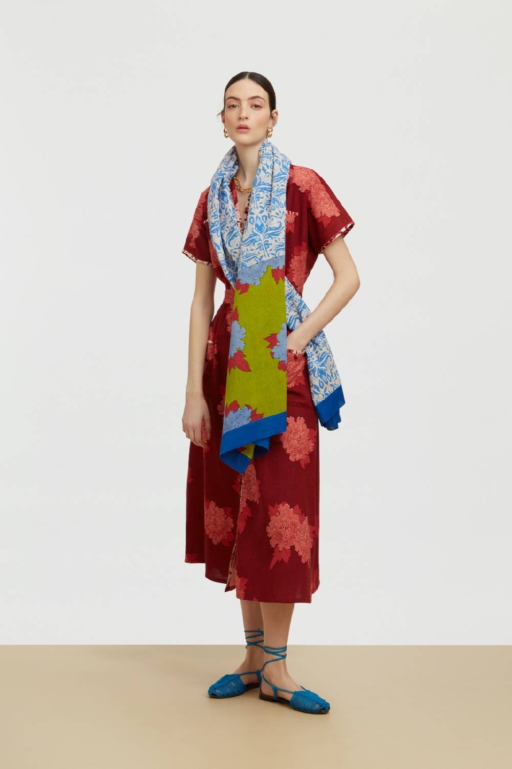 Lisa Corti pareo abhanery damasque blue Consegna Veloce