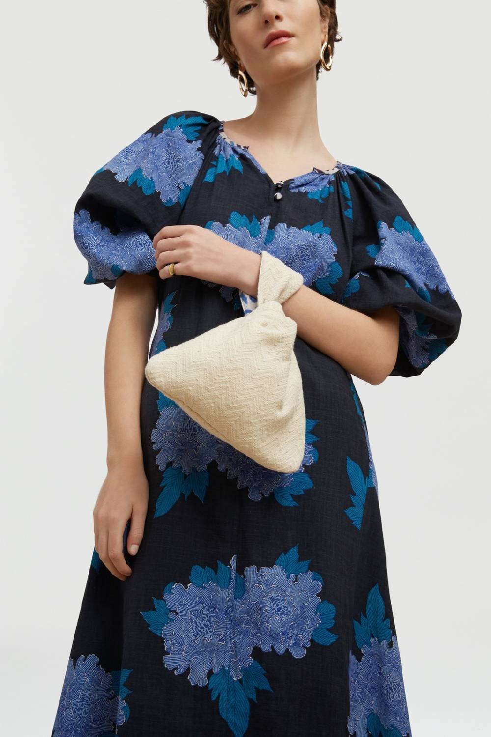 Lisa Corti borsa knot reversibile abhanery damasque blue Spedizione gratuita