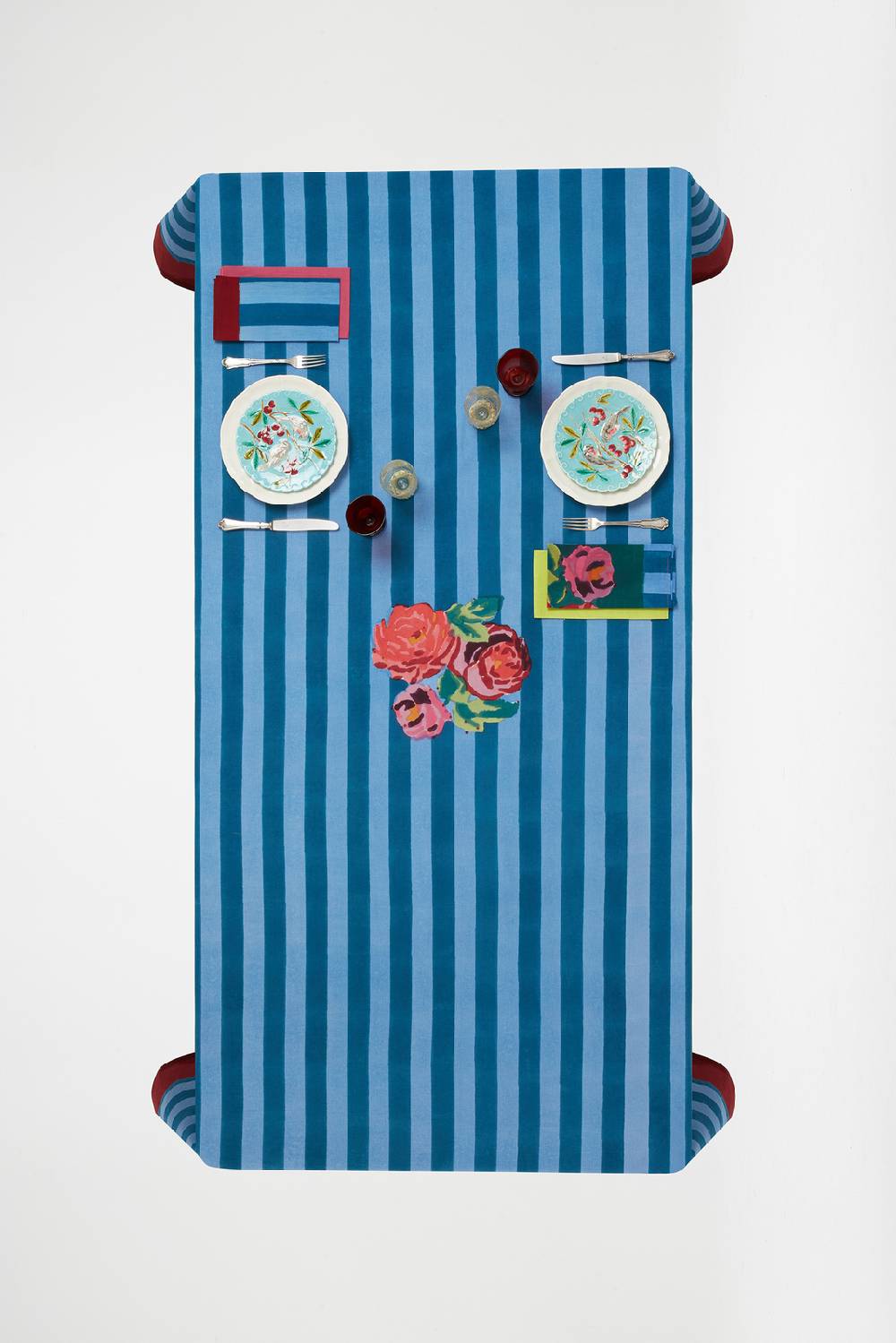 Lisa Corti telo cotone 180x270cm nizam stripes ferozi sugar Offerta speciale